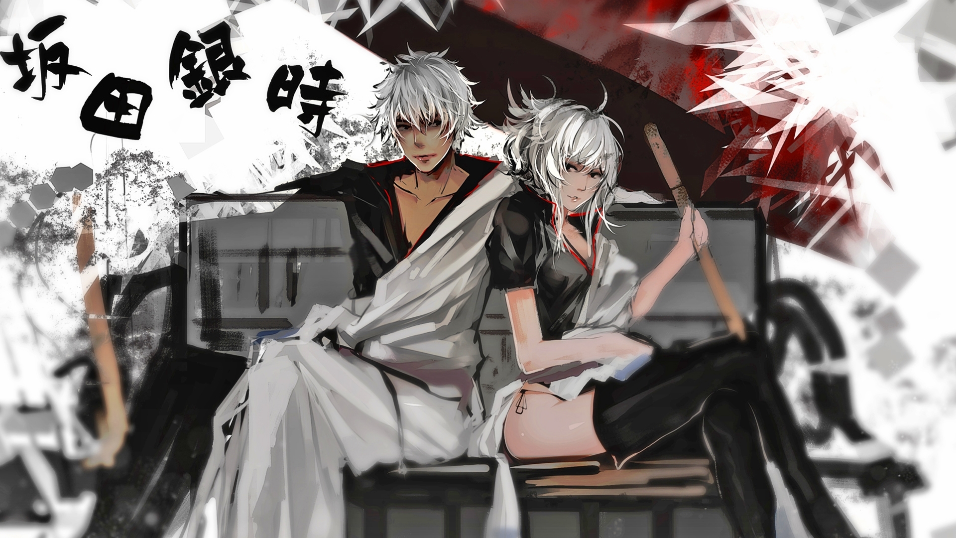 Gintoki and Kagura from Gintama HD Wallpaper