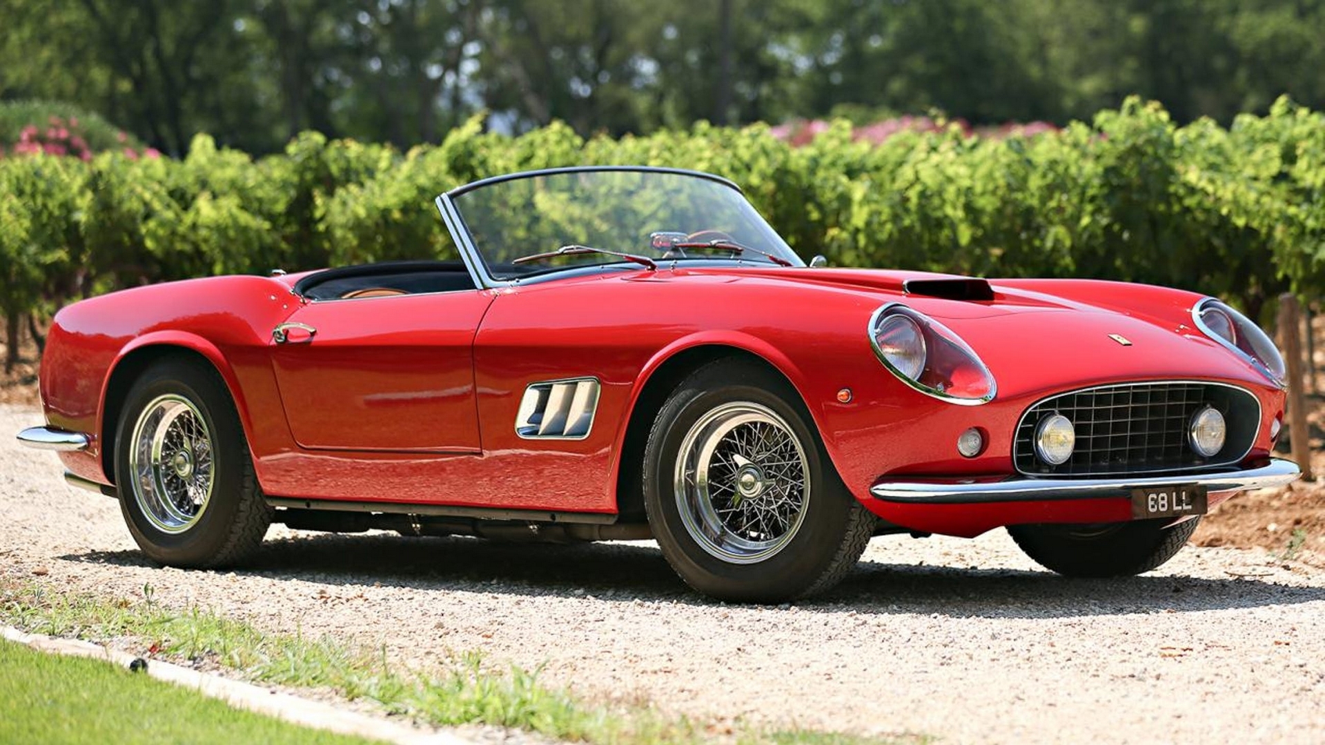 Red Vintage Ferrari Convertible Sports Car HD Wallpaper