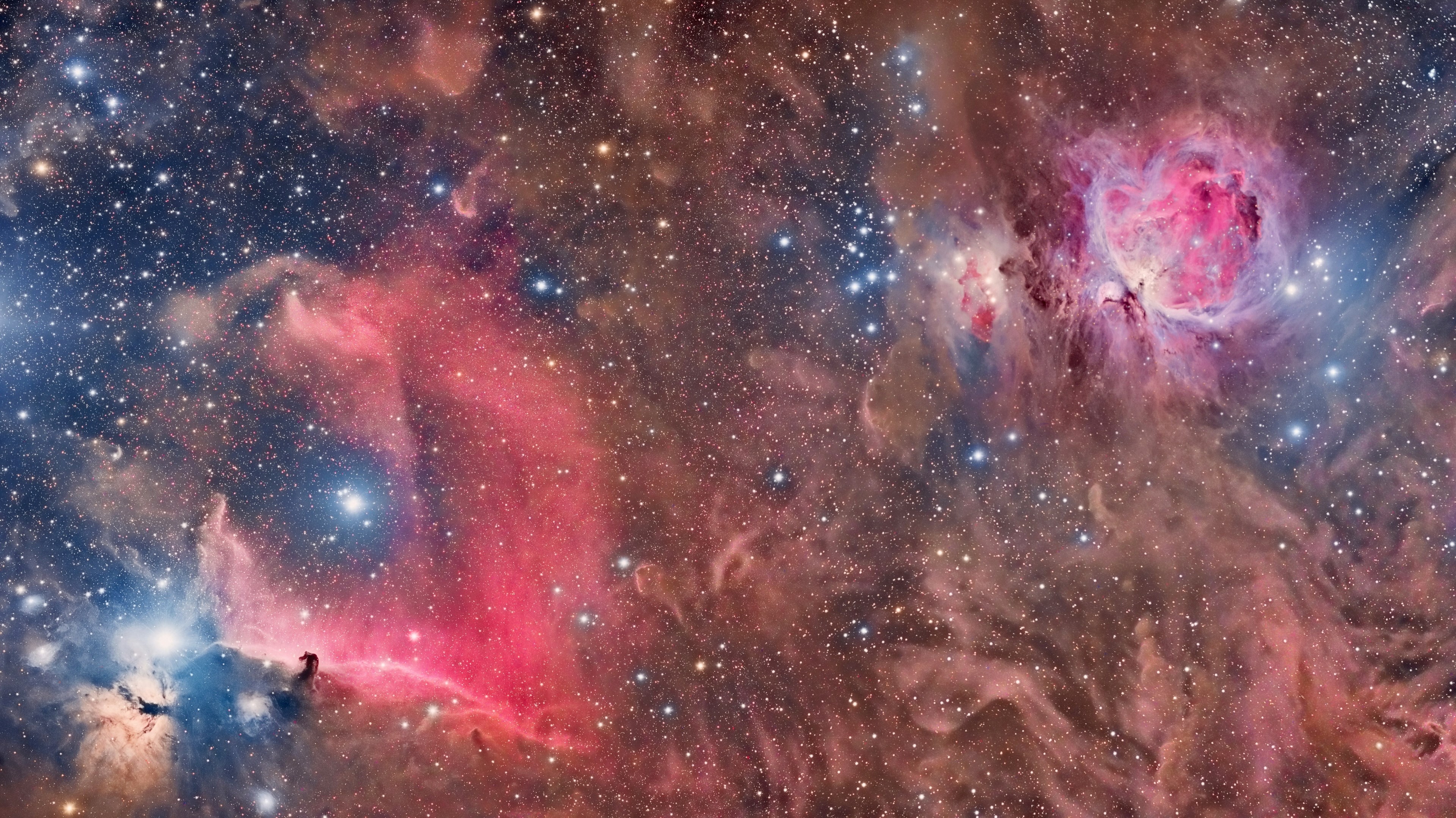 Orion Nebula and Horsehead Nebula in space HD Wallpaper