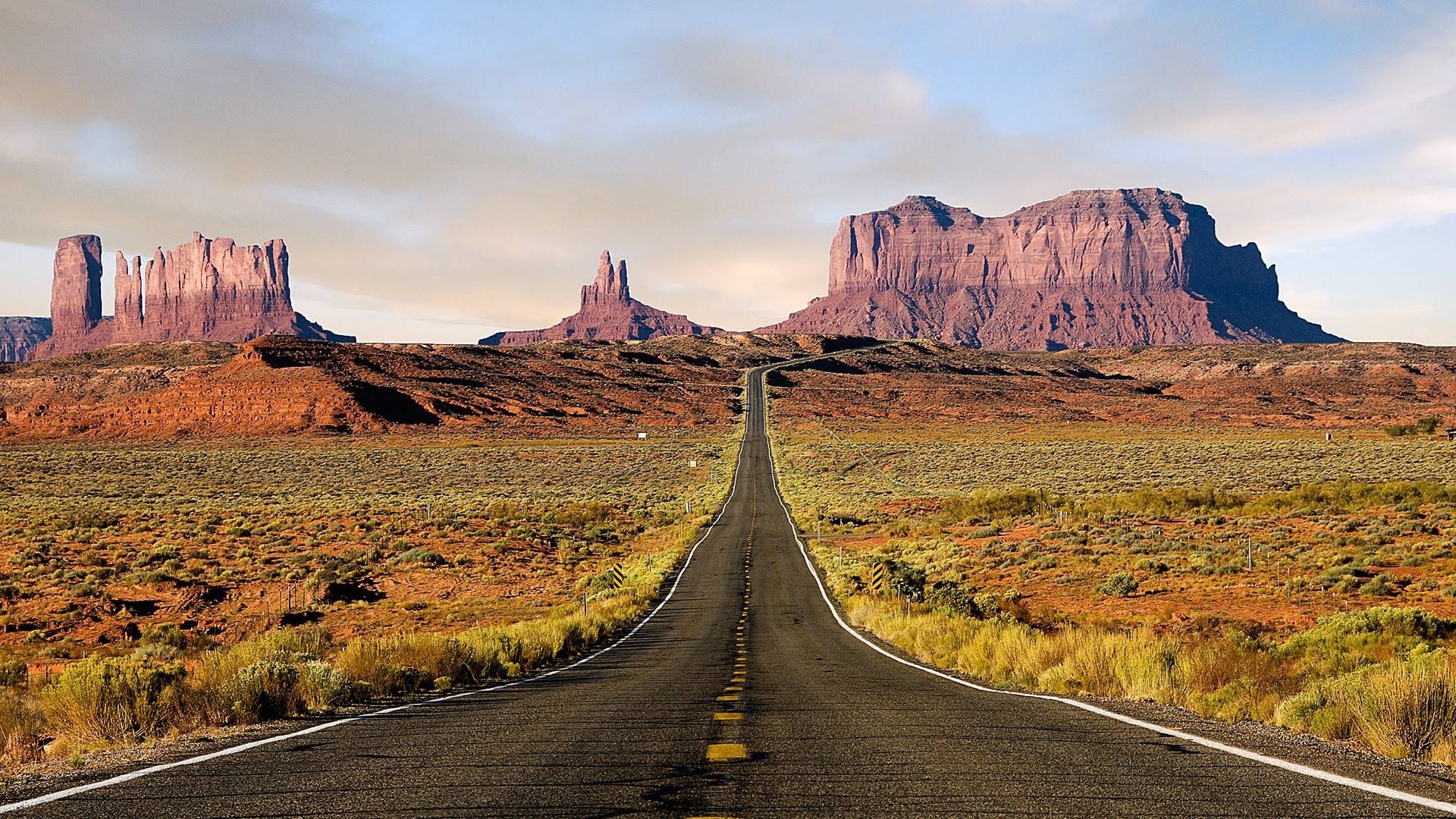 Open Road Leading to Majestic Desert Mountains HD Wallpaper