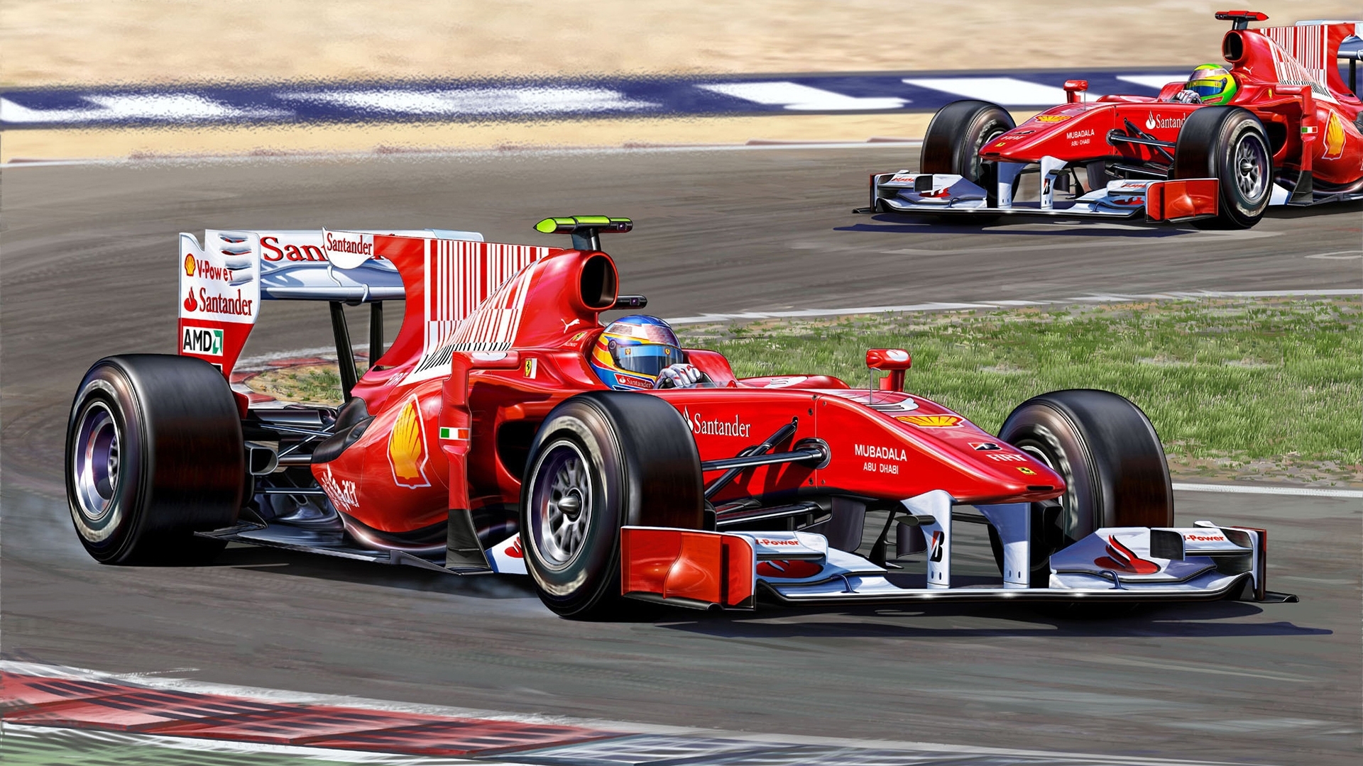 Ferrari Formula 1 Cars on Track HD Wallpaper