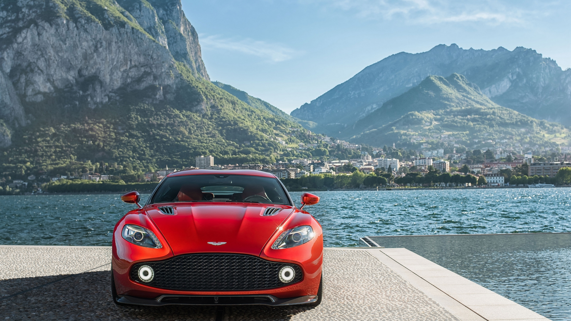 Aston Martin Vanquish Zagato by a lake HD Wallpaper