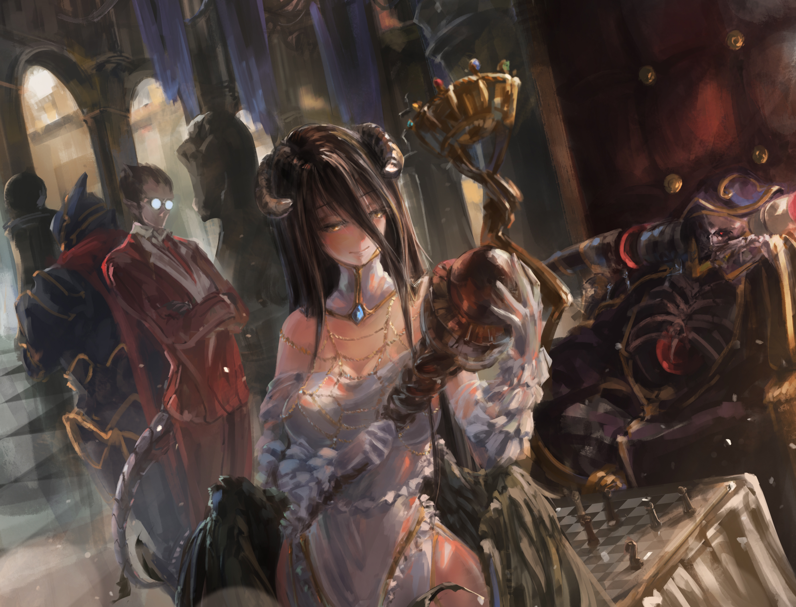 Albedo and Ainz Ooal Gown from Overlord HD Wallpaper