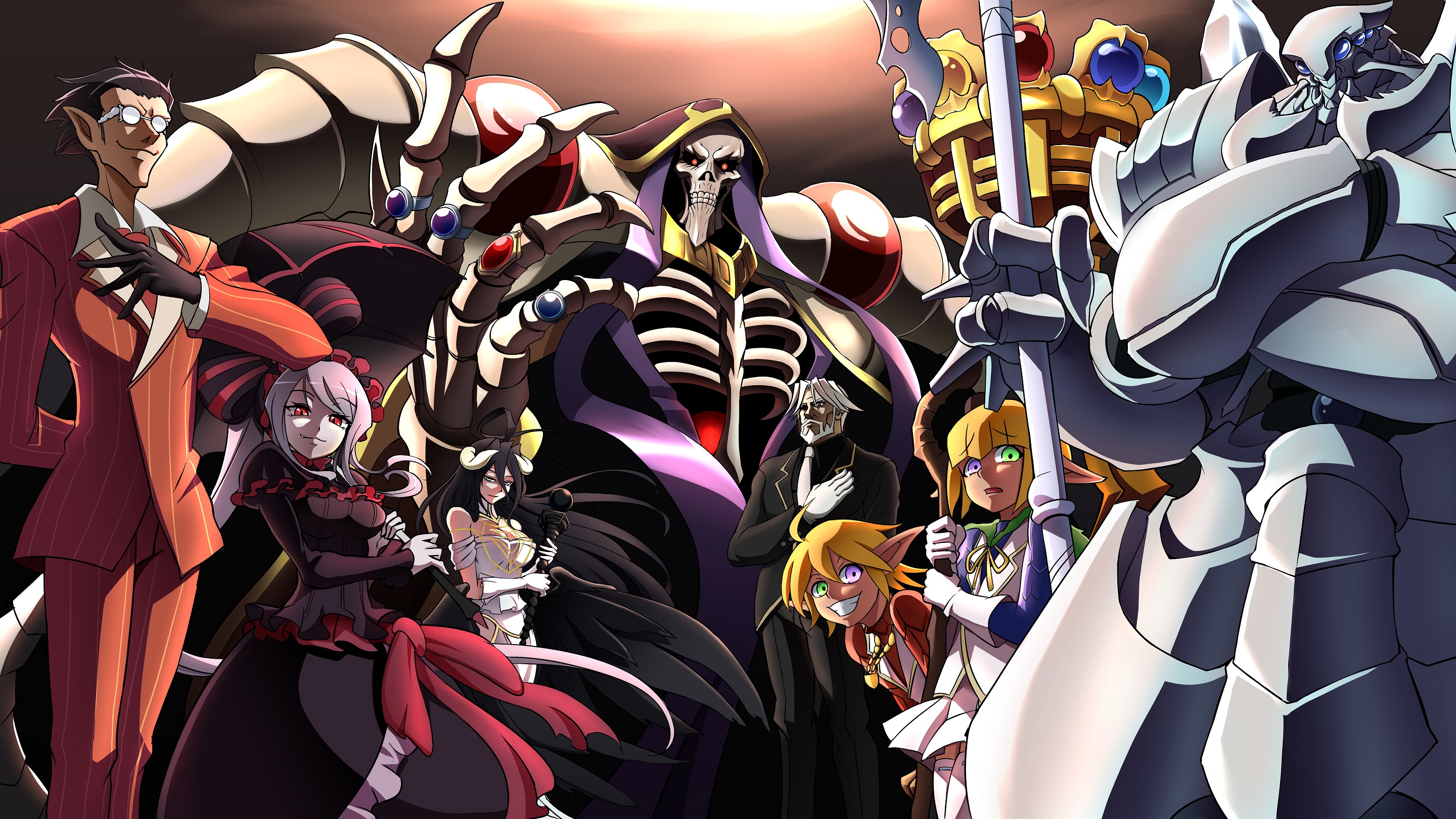 Overlord characters including Ainz Ooal Gown and Albedo HD Wallpaper