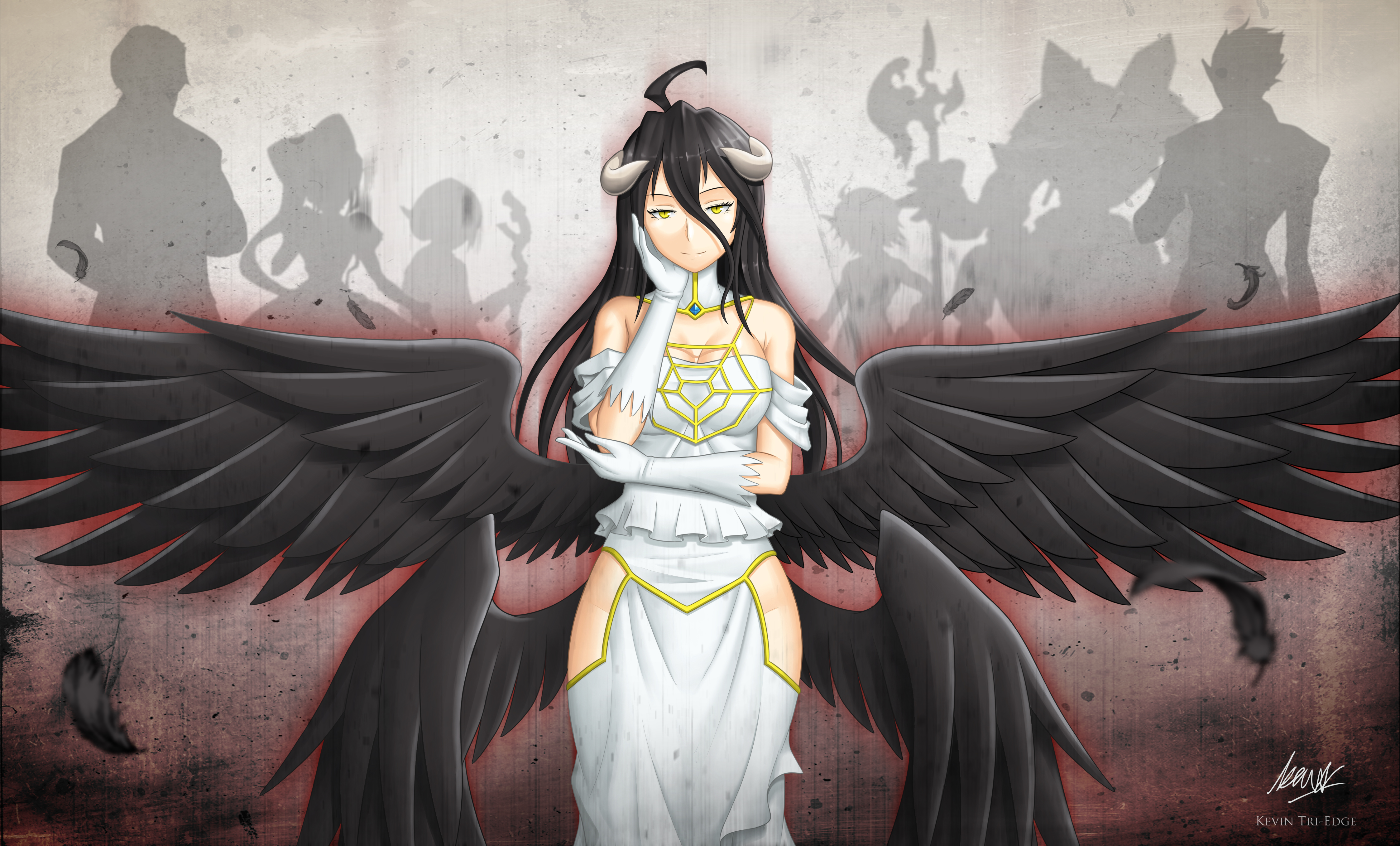 Albedo from Overlord with Black Wings HD Wallpaper
