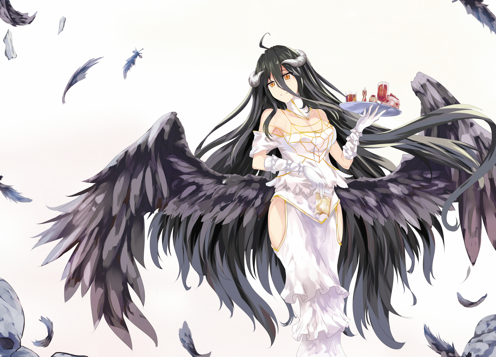 Albedo from Overlord with black wings HD Wallpaper