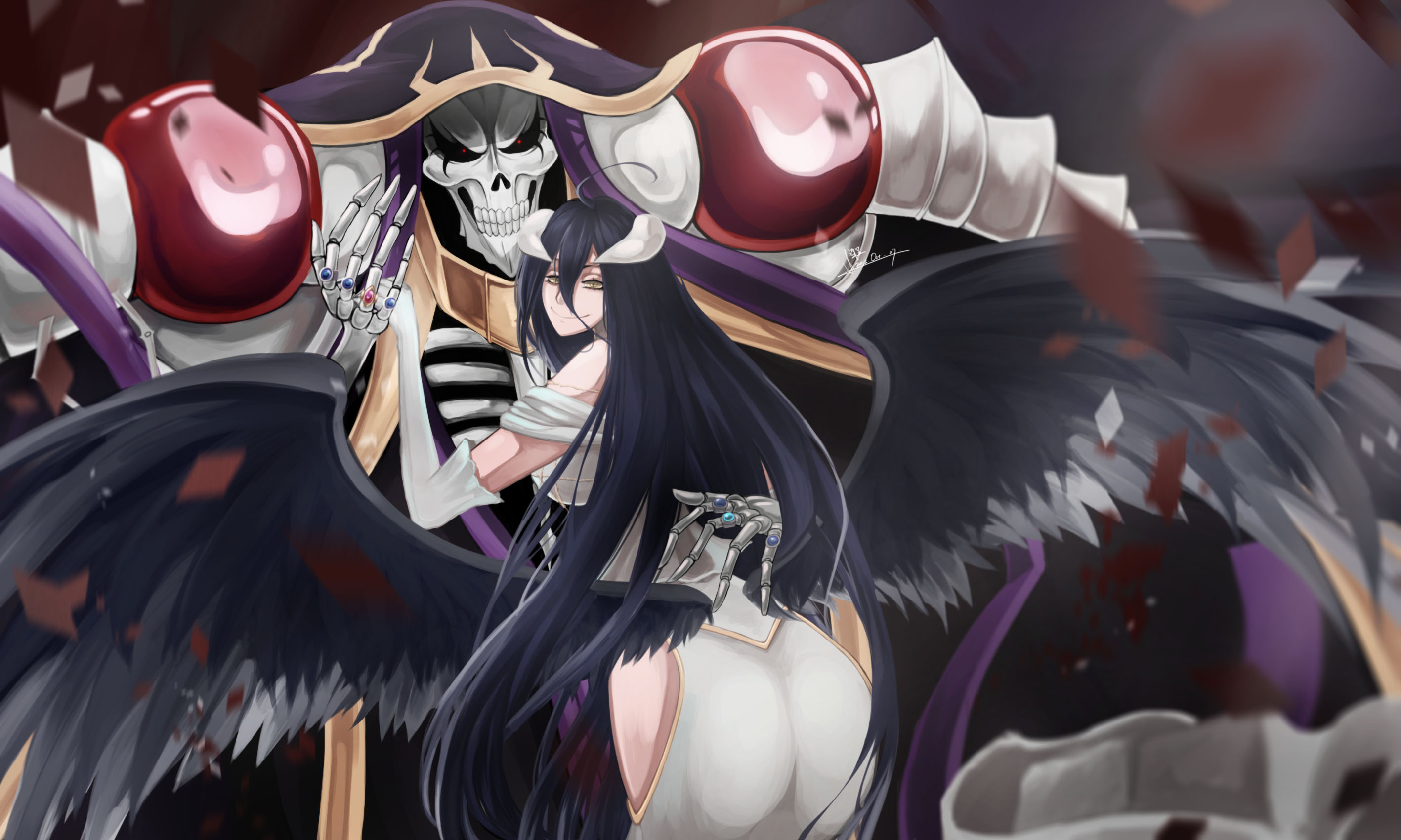 Ainz Ooal Gown and Albedo from Overlord HD Wallpaper
