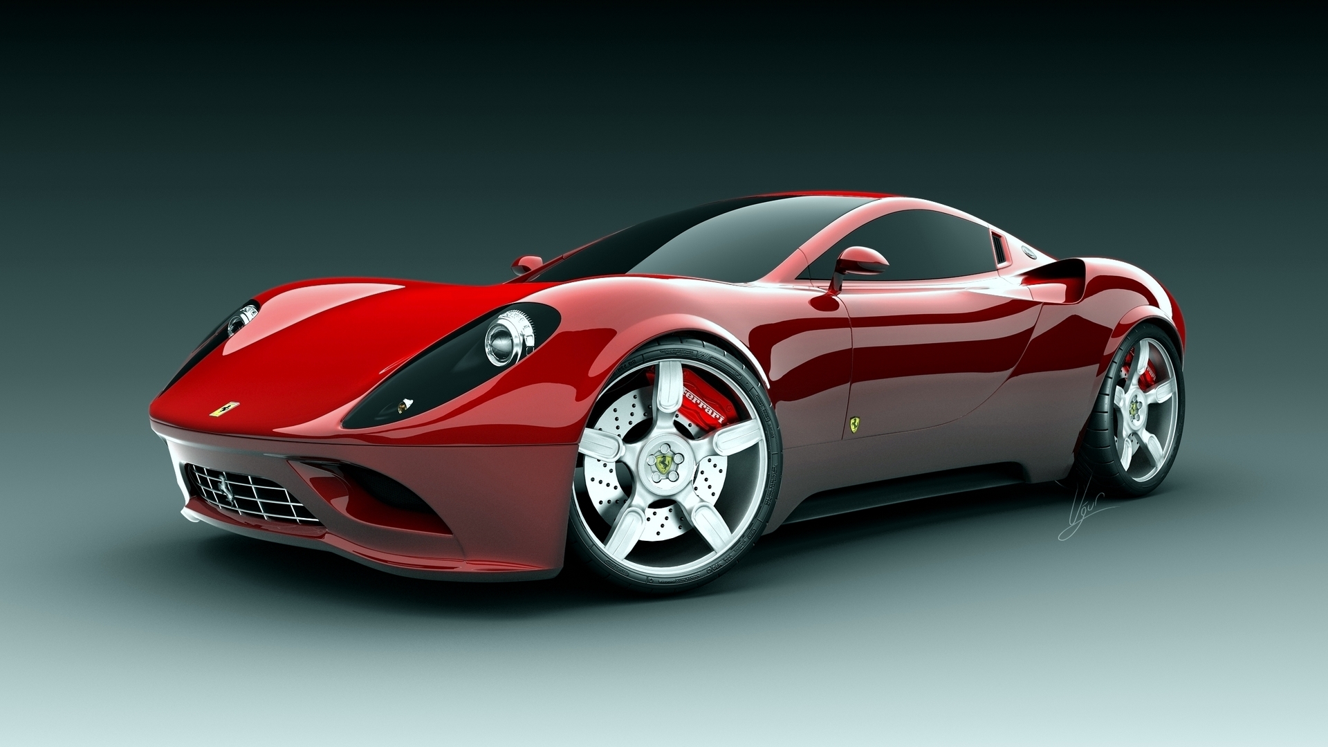 Red Ferrari concept car HD Wallpaper