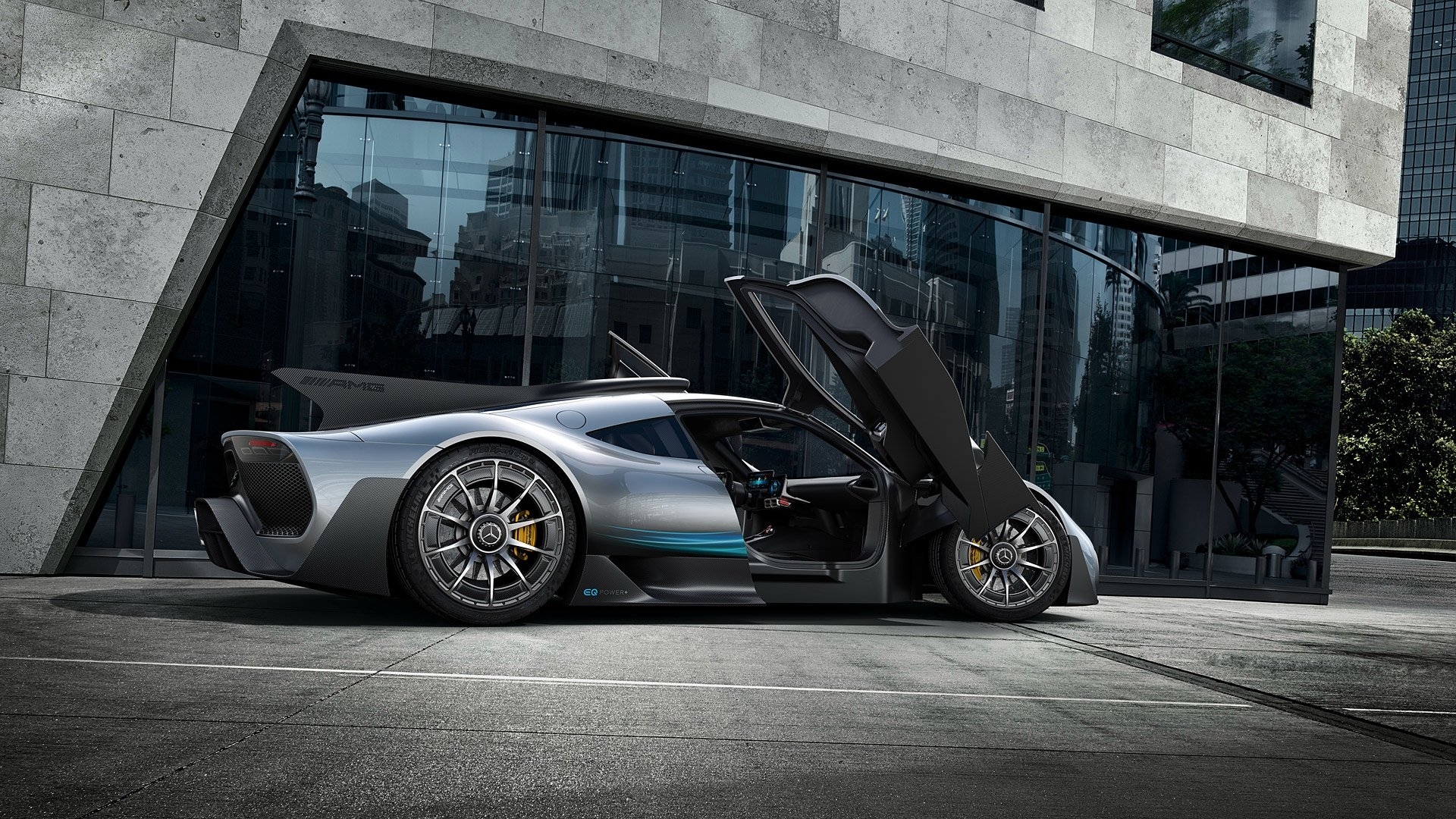 Mercedes-AMG ONE Concept car with doors open HD Wallpaper