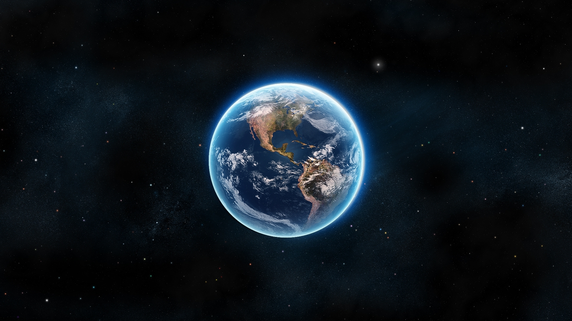 Earth in space with stars HD Wallpaper