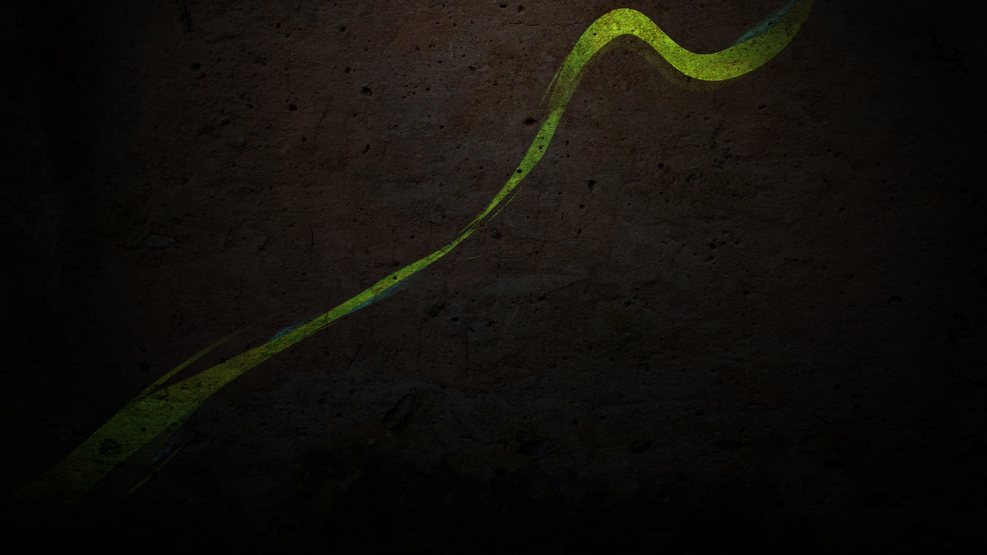 Abstract green wave on textured dark background HD Wallpaper