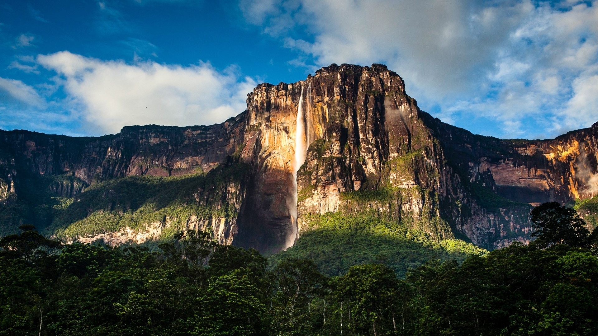 Angel Falls waterfall cascading down a mountain in Venezuela HD Wallpaper