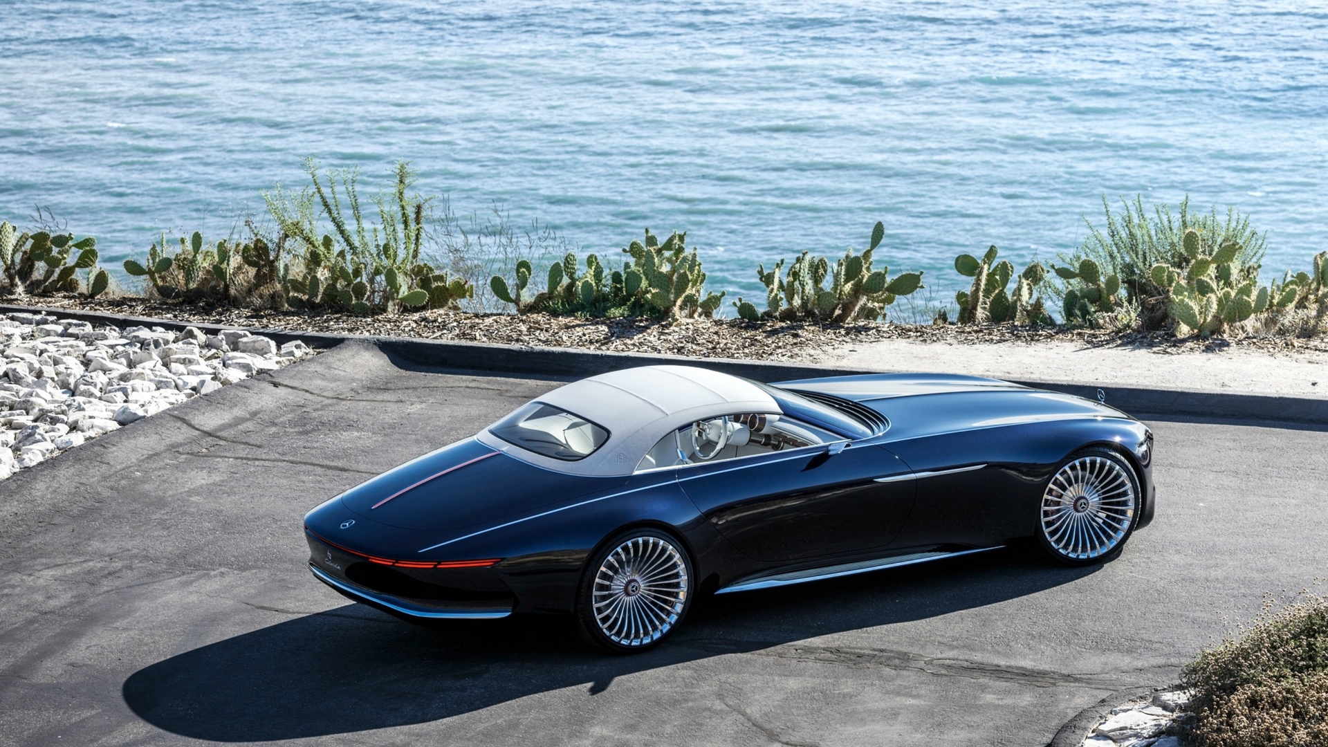 Mercedes-Maybach Vision 6 Cabriolet concept car by the ocean HD Wallpaper