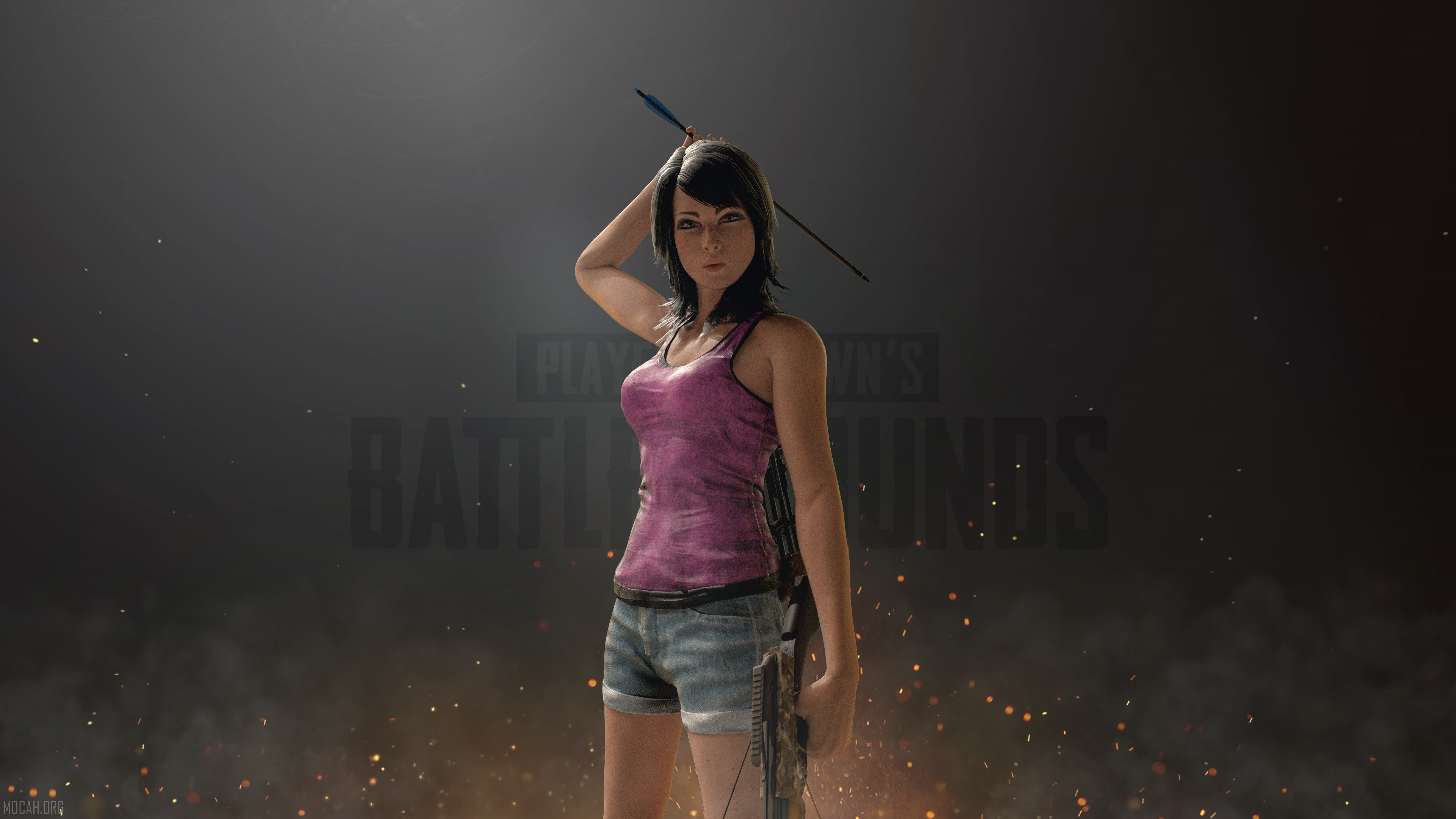 PUBG Female Character with Crossbow HD Wallpaper