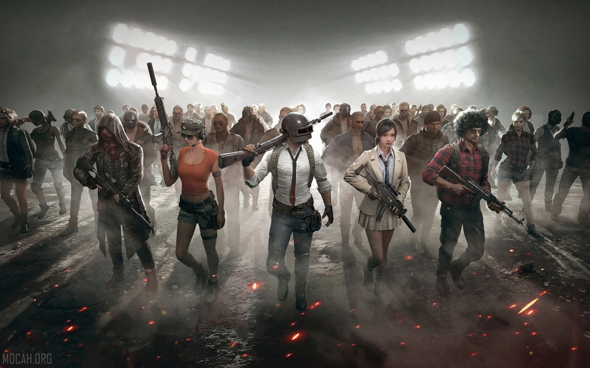 PUBG players advancing with weapons HD Wallpaper