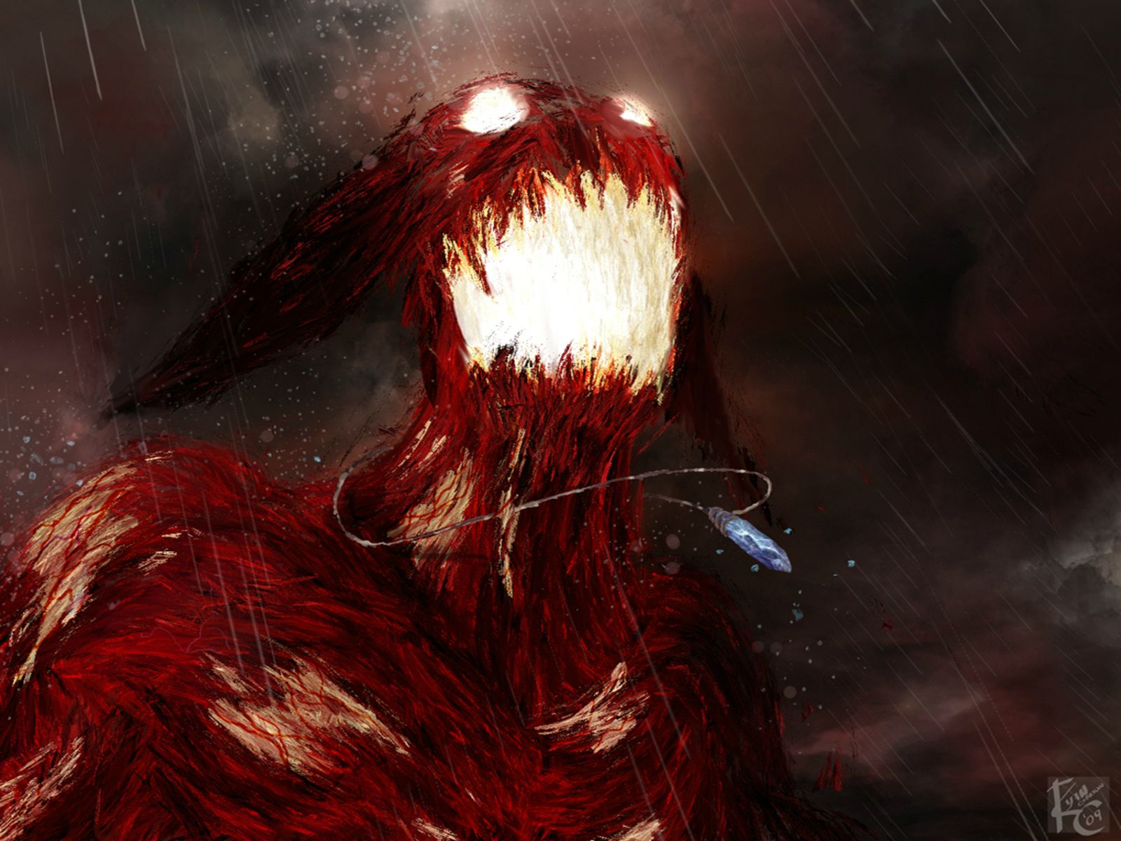 Kurama from Naruto in the rain HD Wallpaper