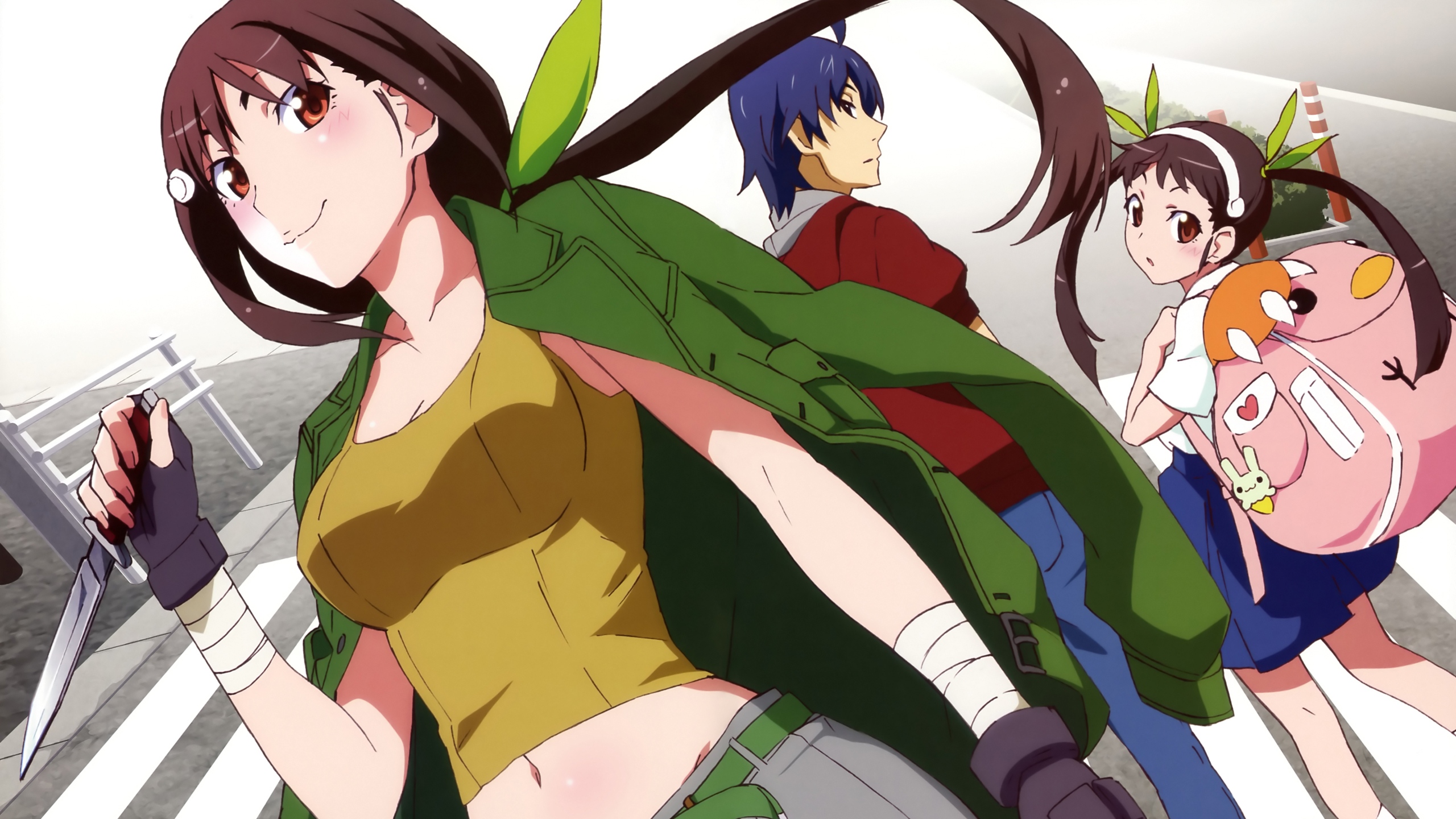 Mayoi Hachikuji and companions HD Wallpaper