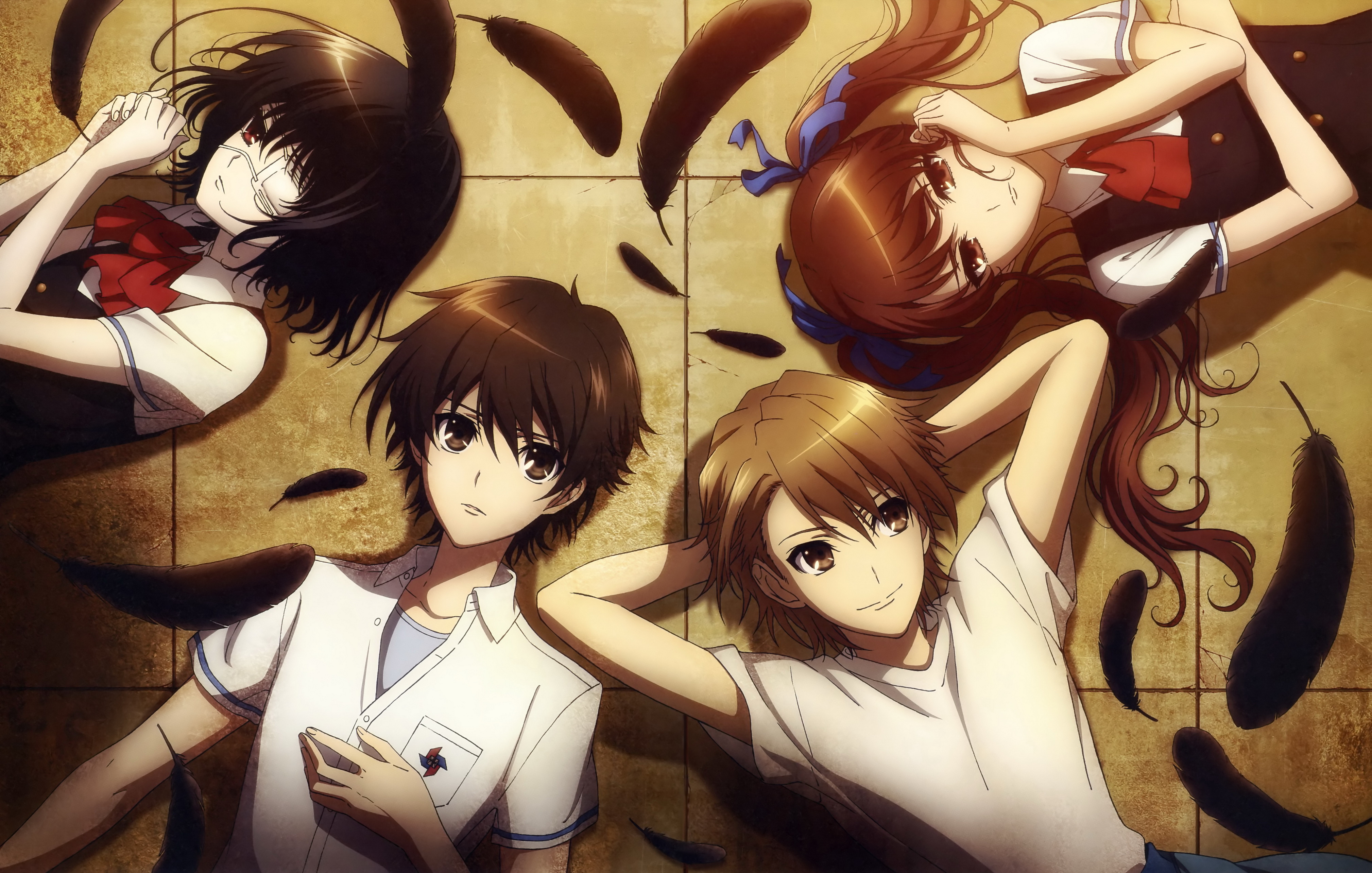 Mei Misaki and friends lying down HD Wallpaper