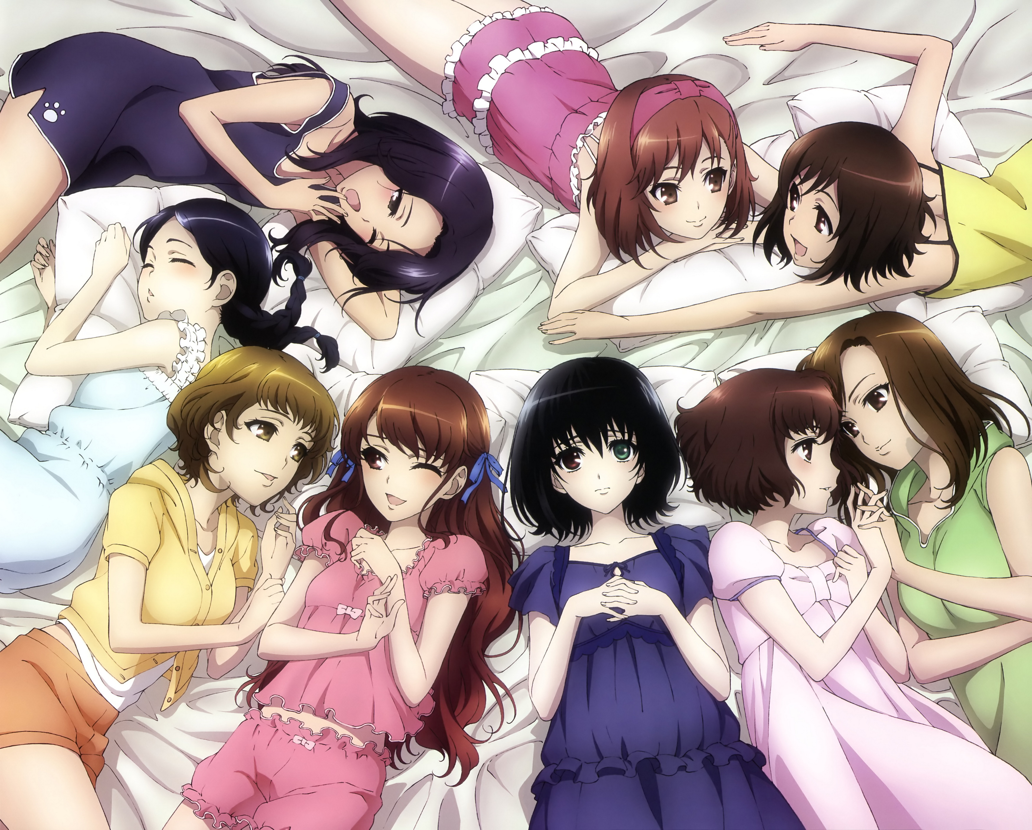 Another Anime Girls on Bed HD Wallpaper