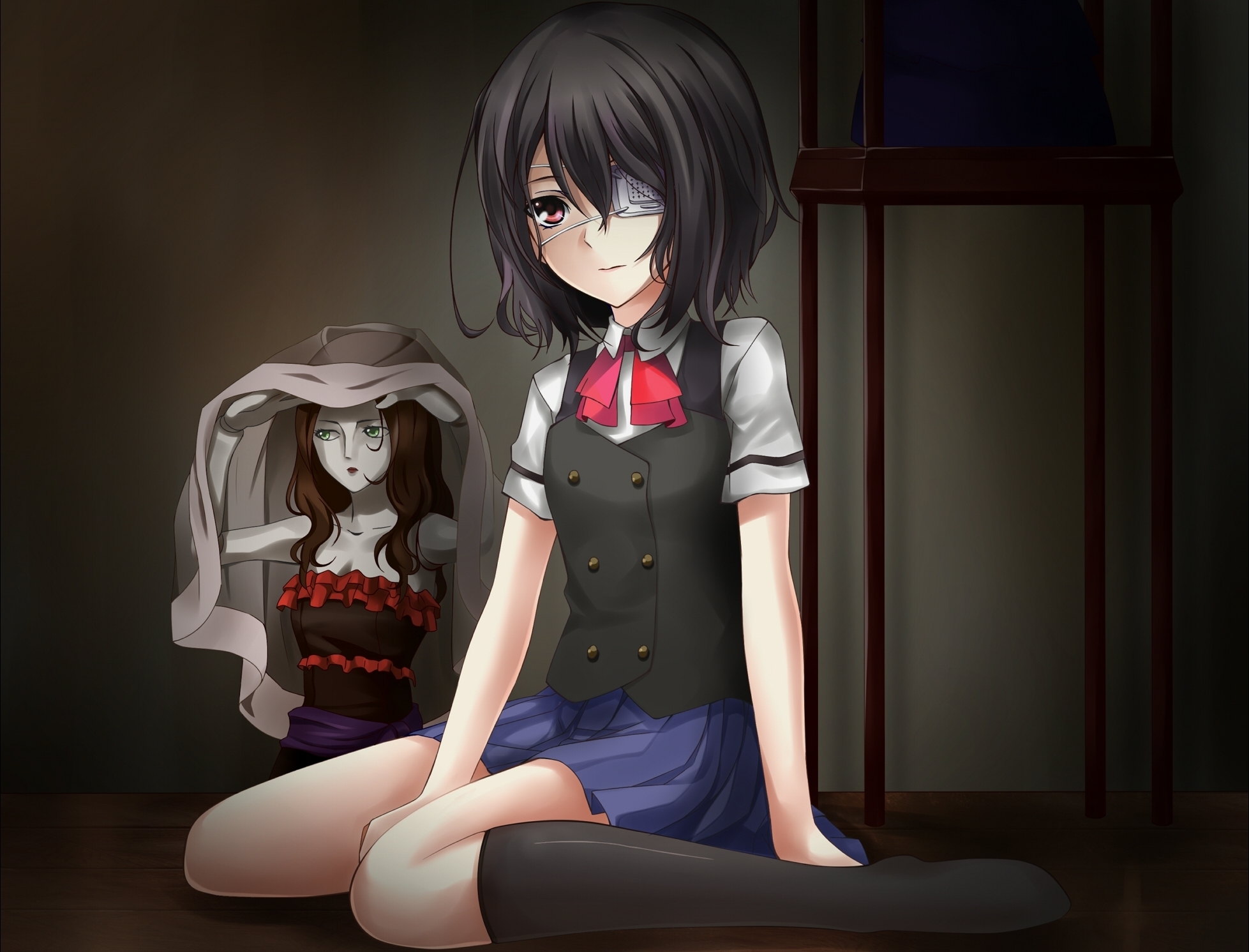 Mei Misaki with a doll HD Wallpaper