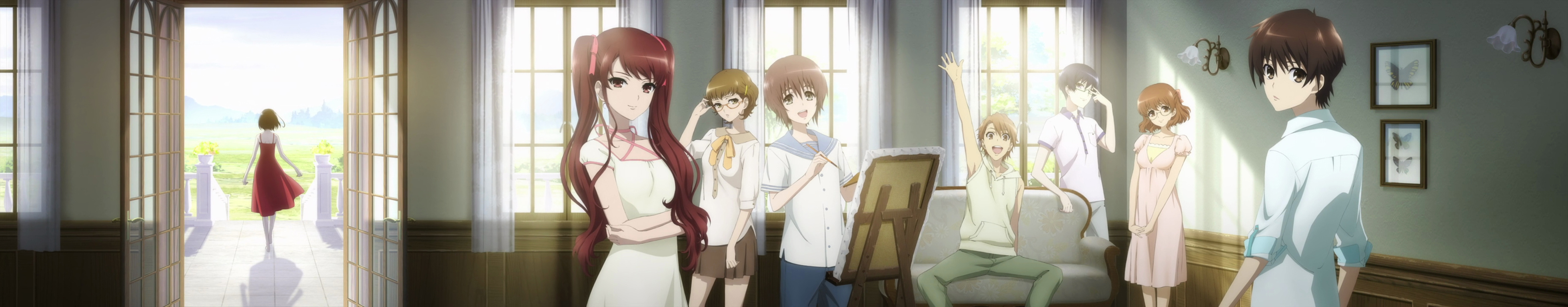 Mei Misaki and friends in a room HD Wallpaper