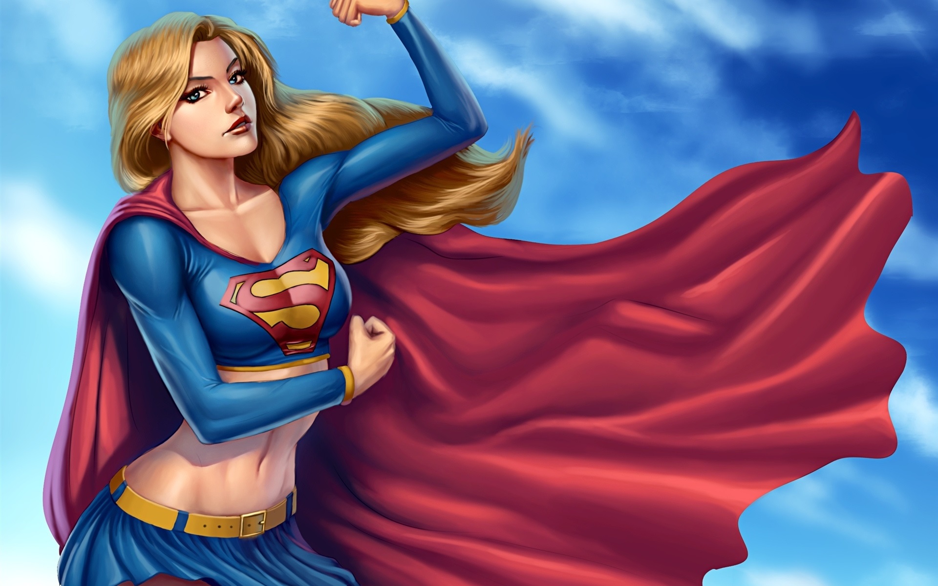 Supergirl flying in the sky HD Wallpaper