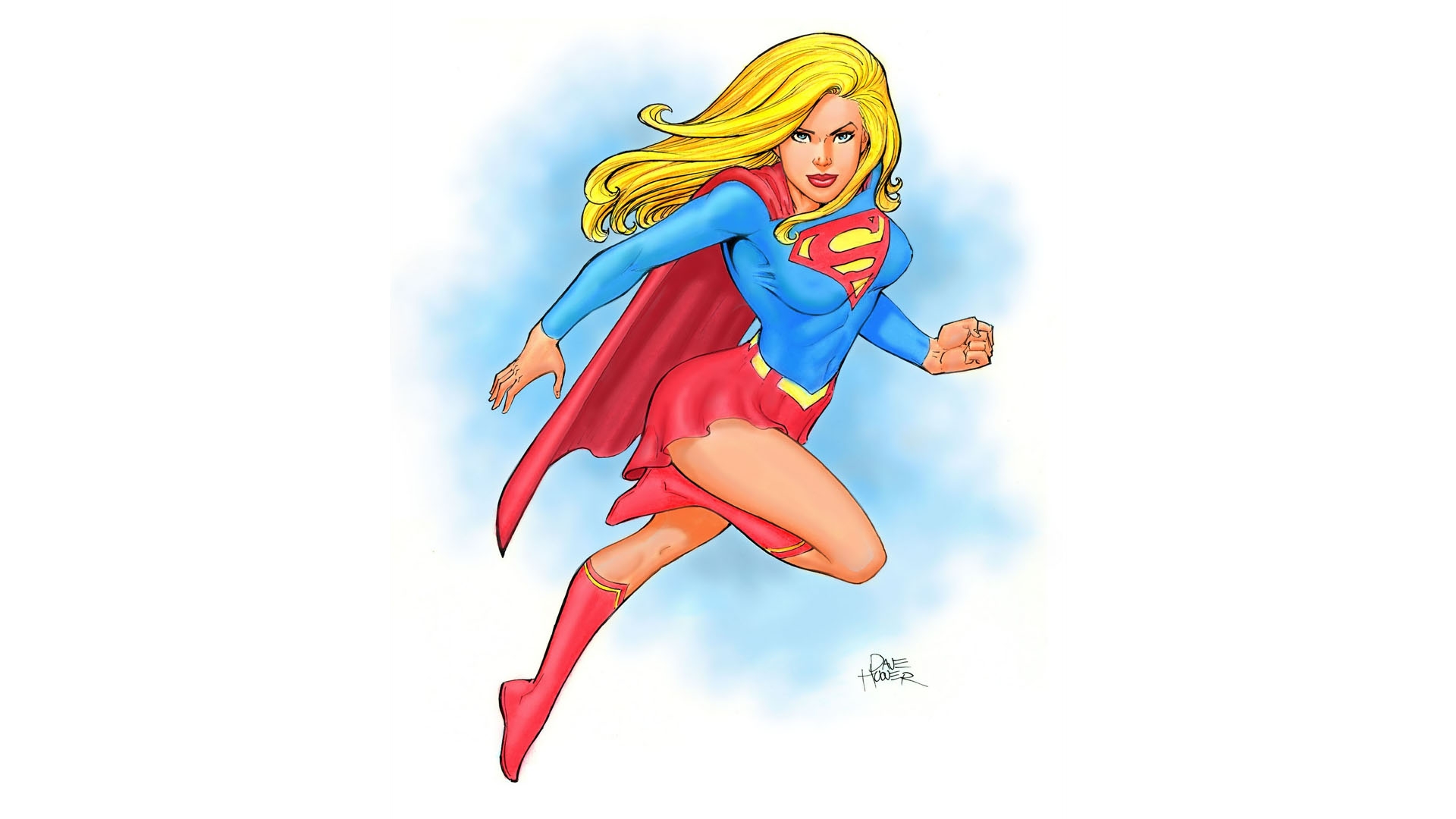 Supergirl flying in the sky HD Wallpaper