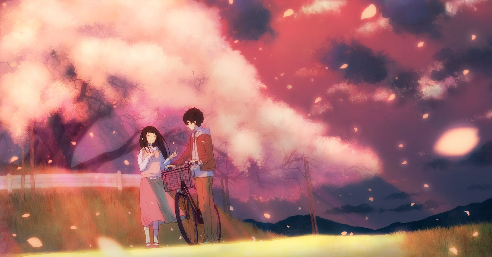 Eru Chitanda with a Bicycle HD Wallpaper