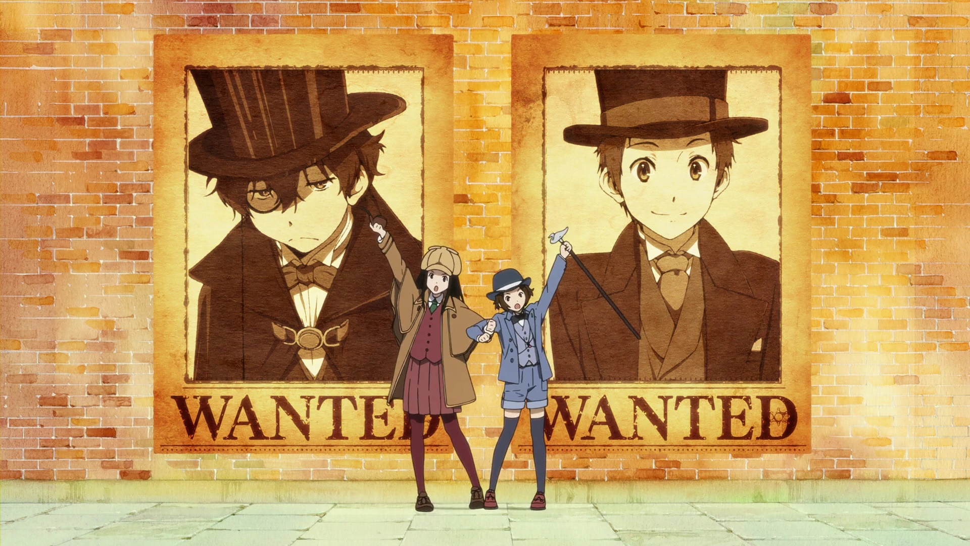 Two girls in front of wanted posters HD Wallpaper