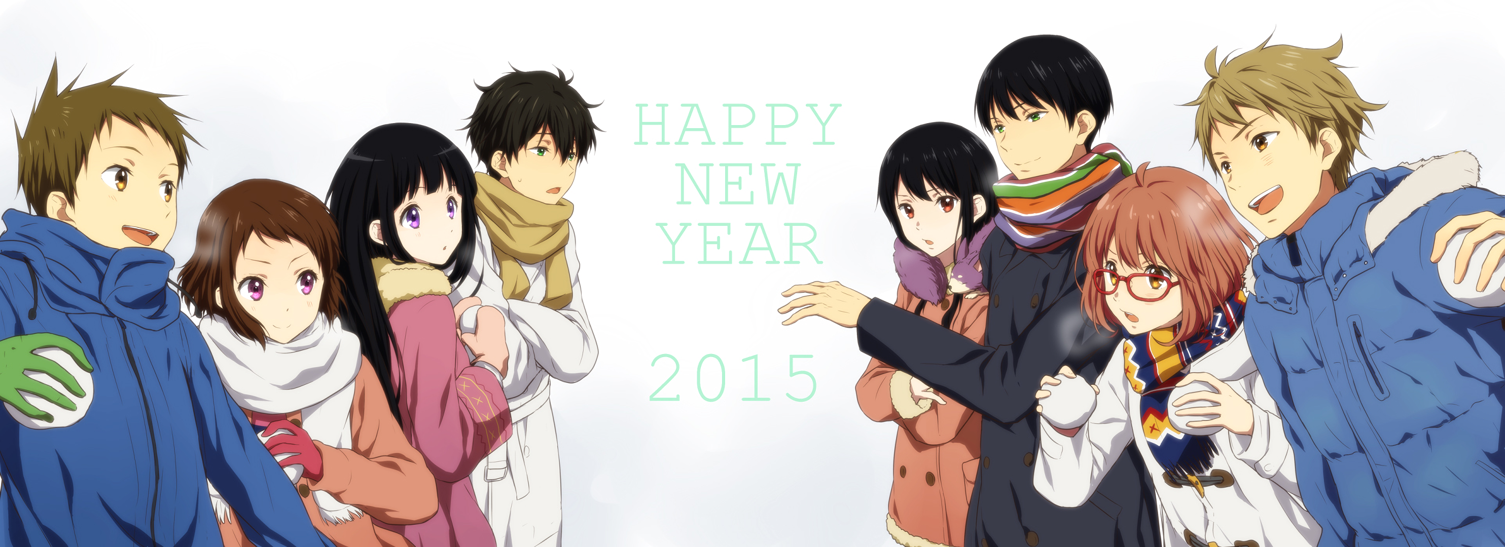 Happy New Year 2015 anime characters HD Wallpaper
