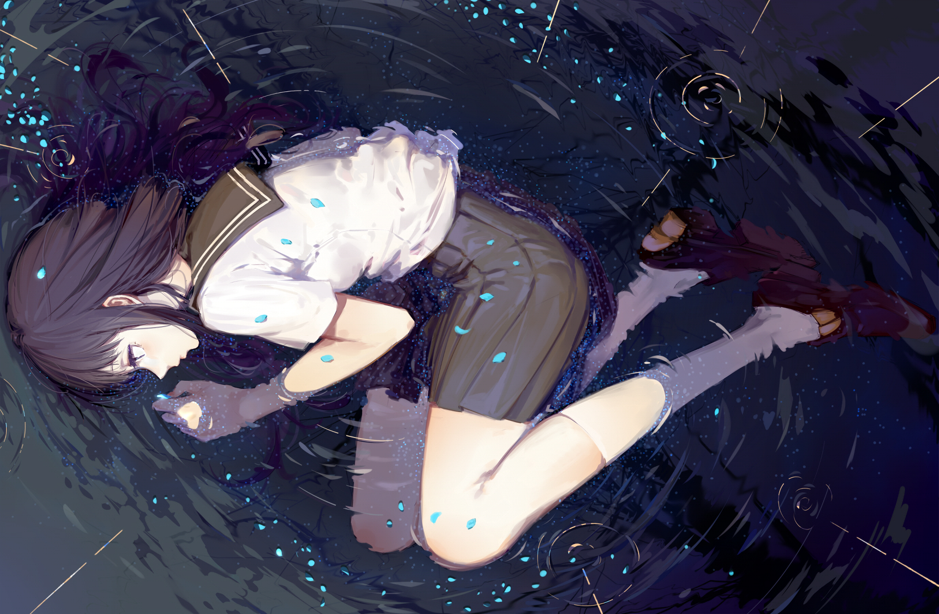 Eru Chitanda floating in water HD Wallpaper