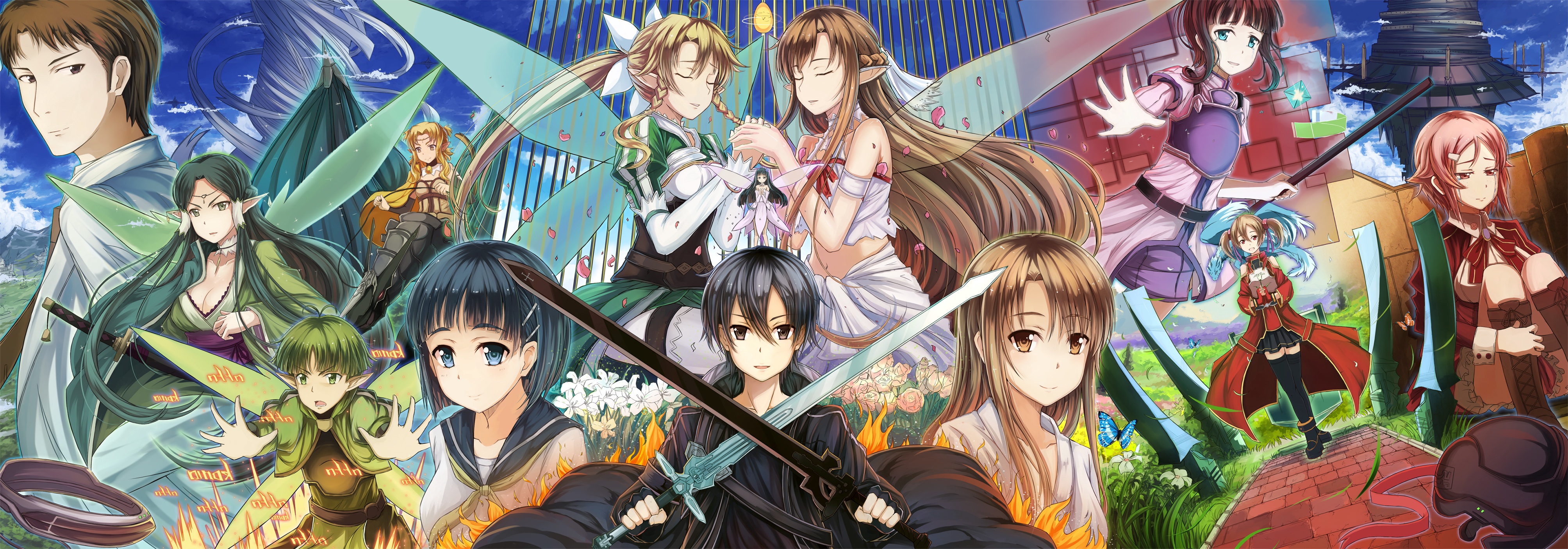 Sword Art Online characters in a fantasy setting HD Wallpaper