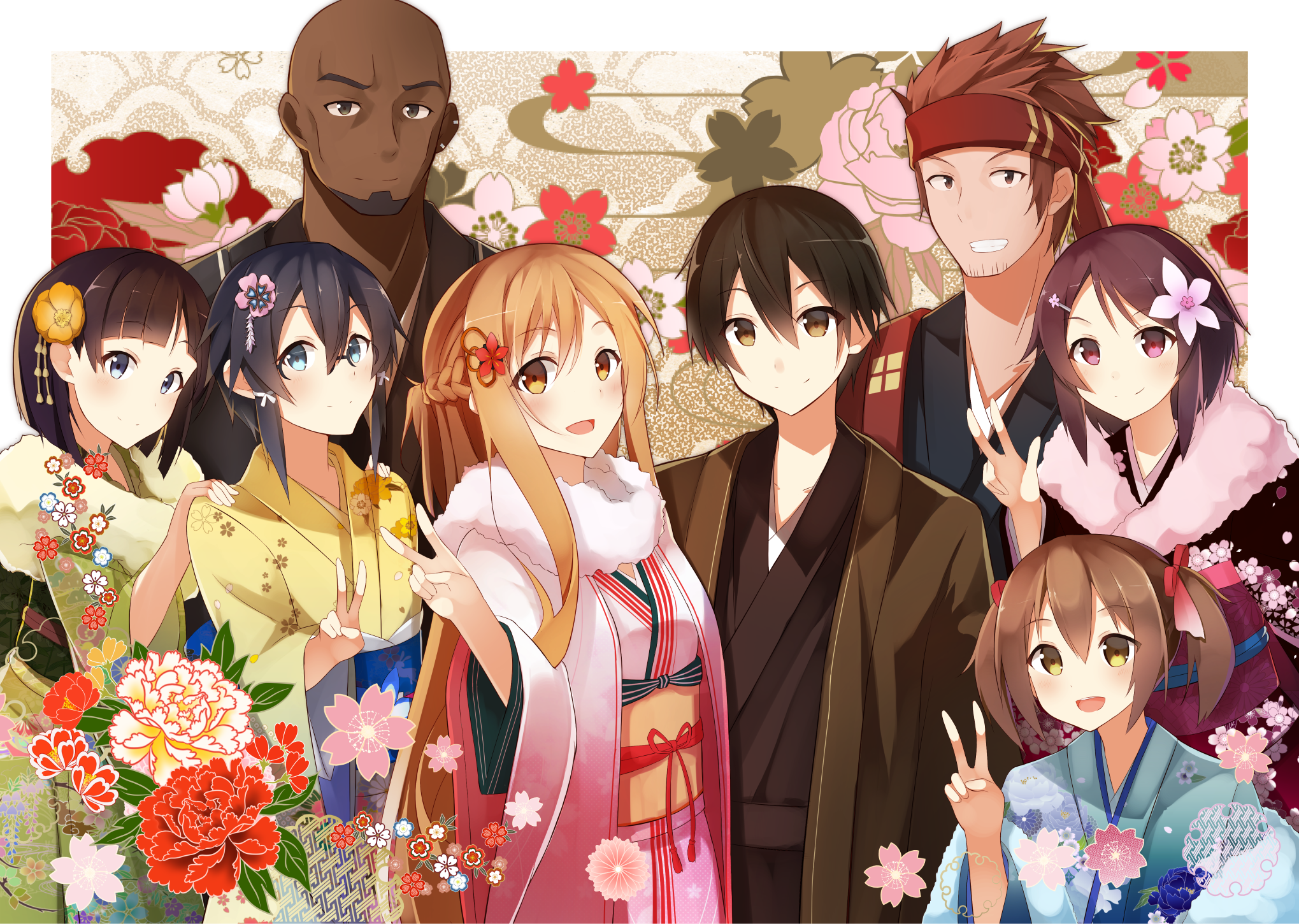 Sword Art Online characters in Kimonos HD Wallpaper