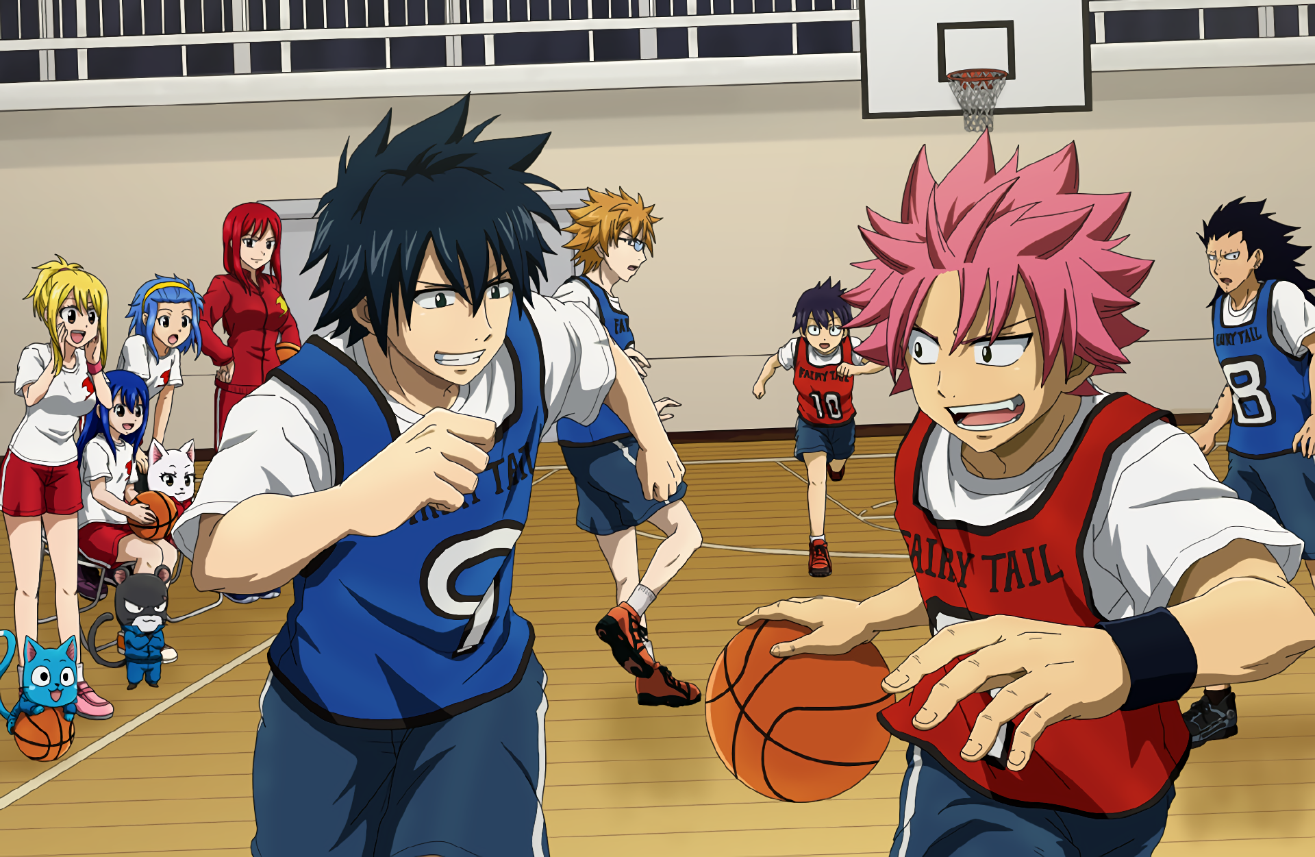 Fairy Tail characters playing basketball HD Wallpaper