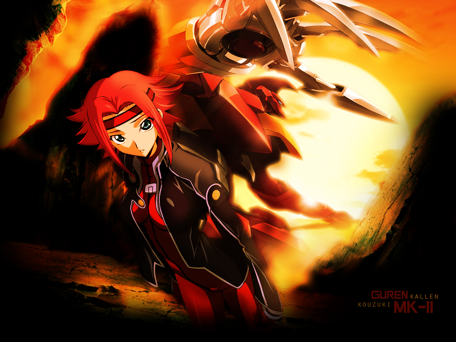 Kallen Kōzuki from Code Geass with Guren Mk-II HD Wallpaper