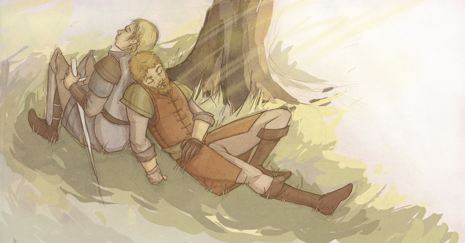 Jaime Lannister sleeping under a tree HD Wallpaper