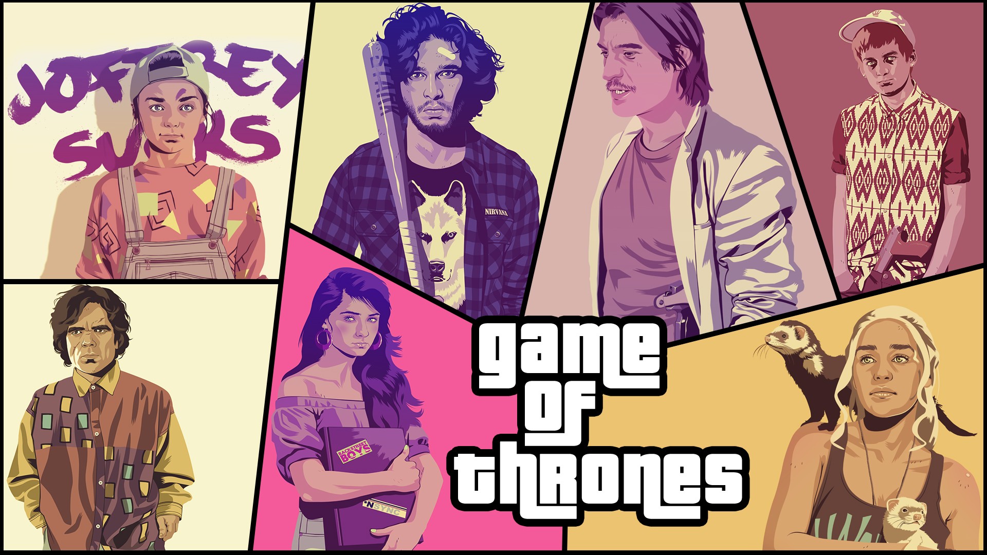 Game of Thrones characters in GTA style HD Wallpaper
