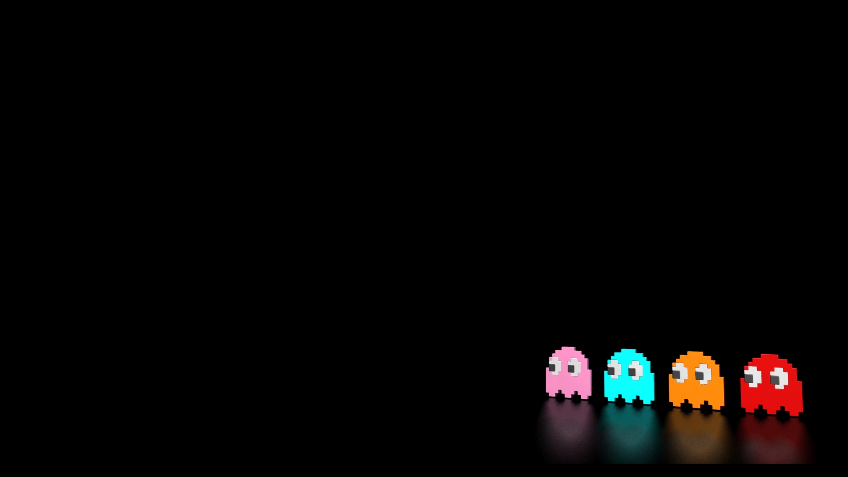 Pac-Man ghosts on black background HD Wallpaper