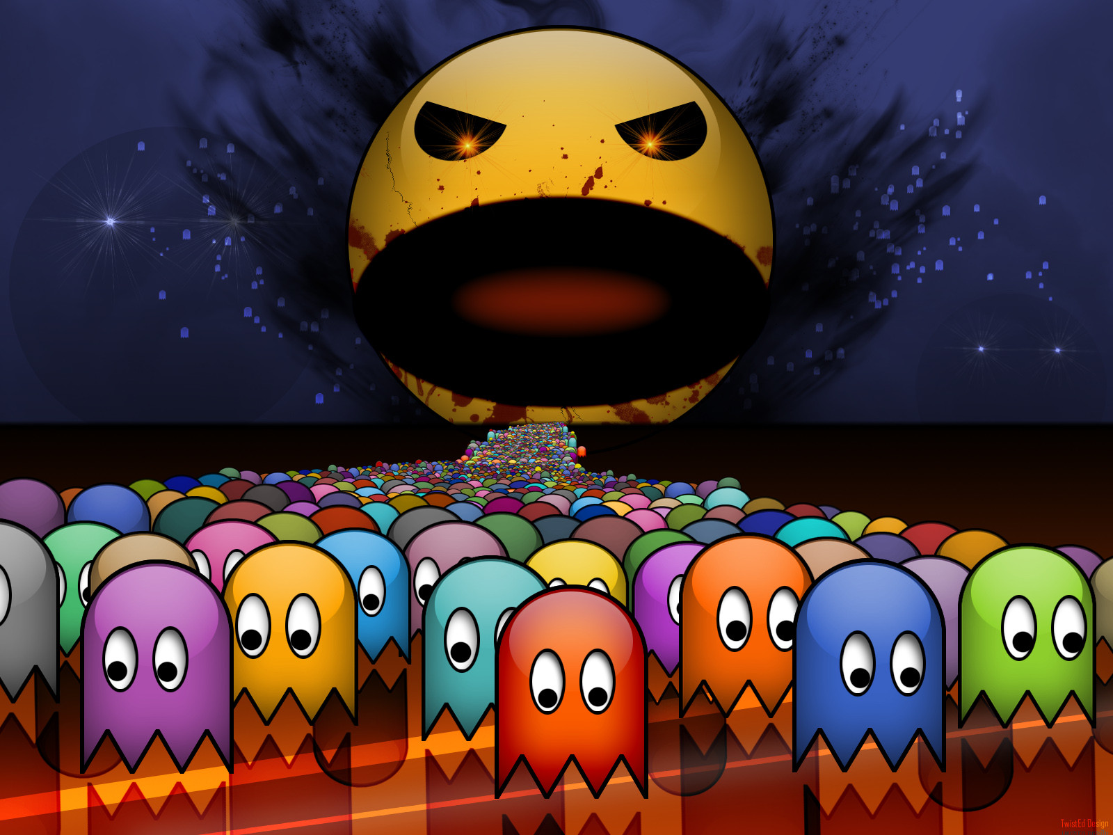 Pac-Man and Ghosts HD Wallpaper