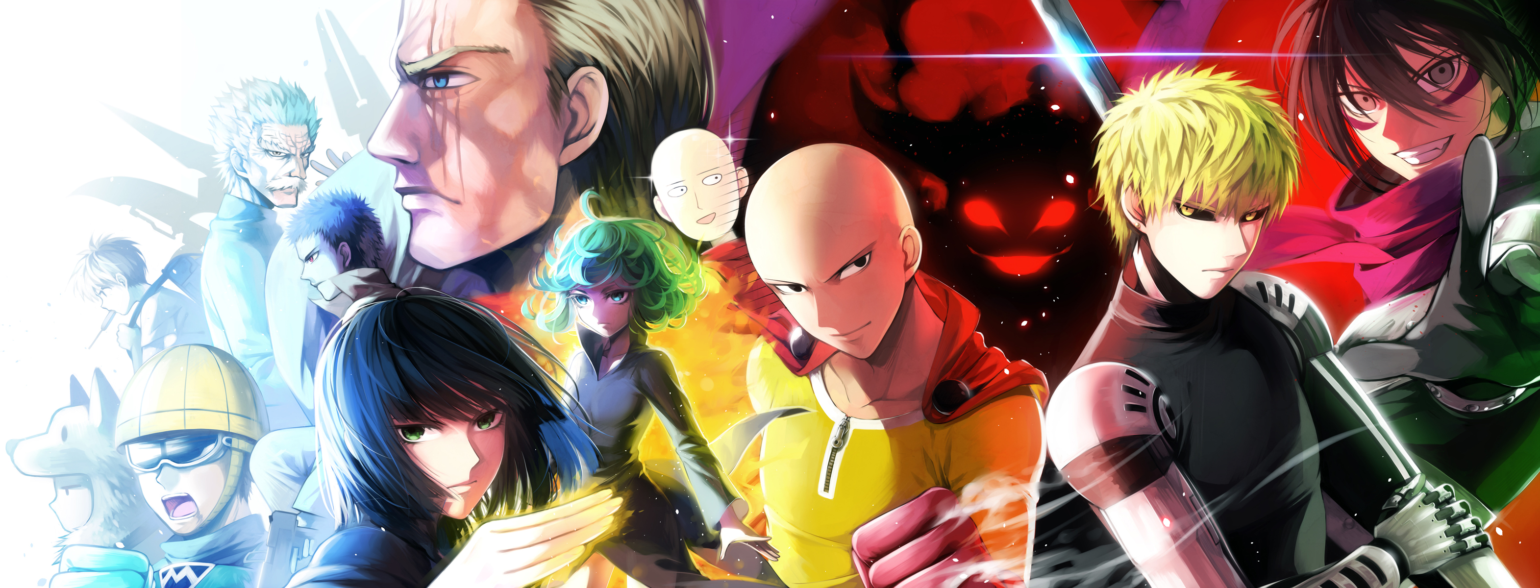 One-Punch Man and Attack on Titan characters HD Wallpaper