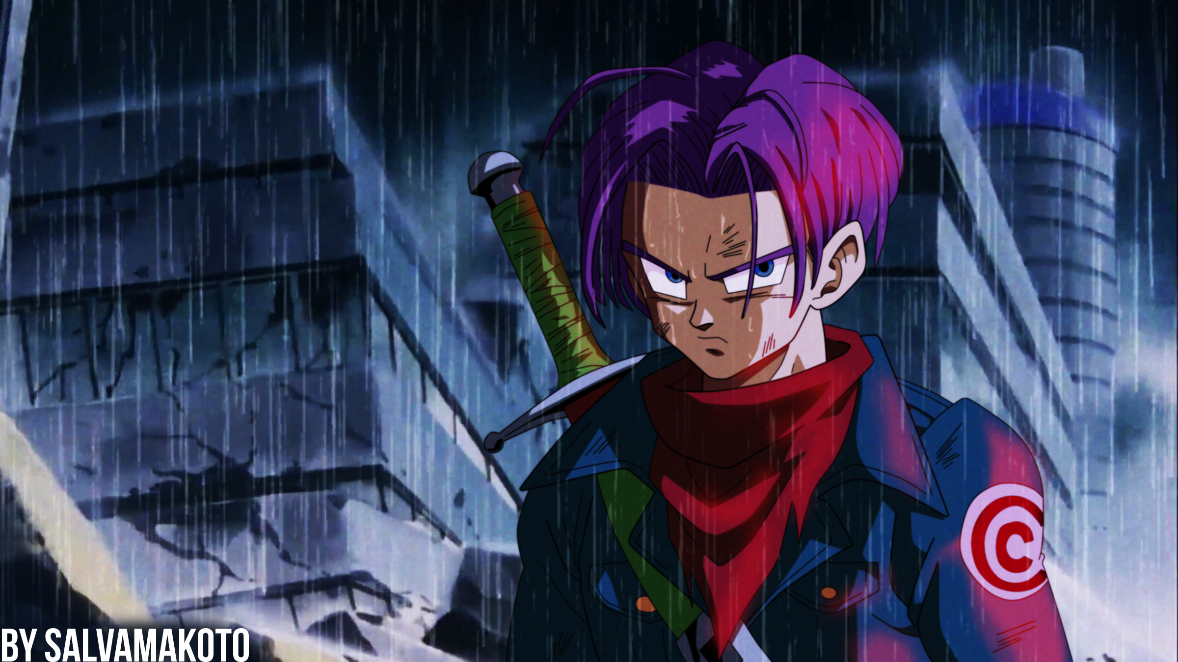Trunks from Dragon Ball in the rain HD Wallpaper