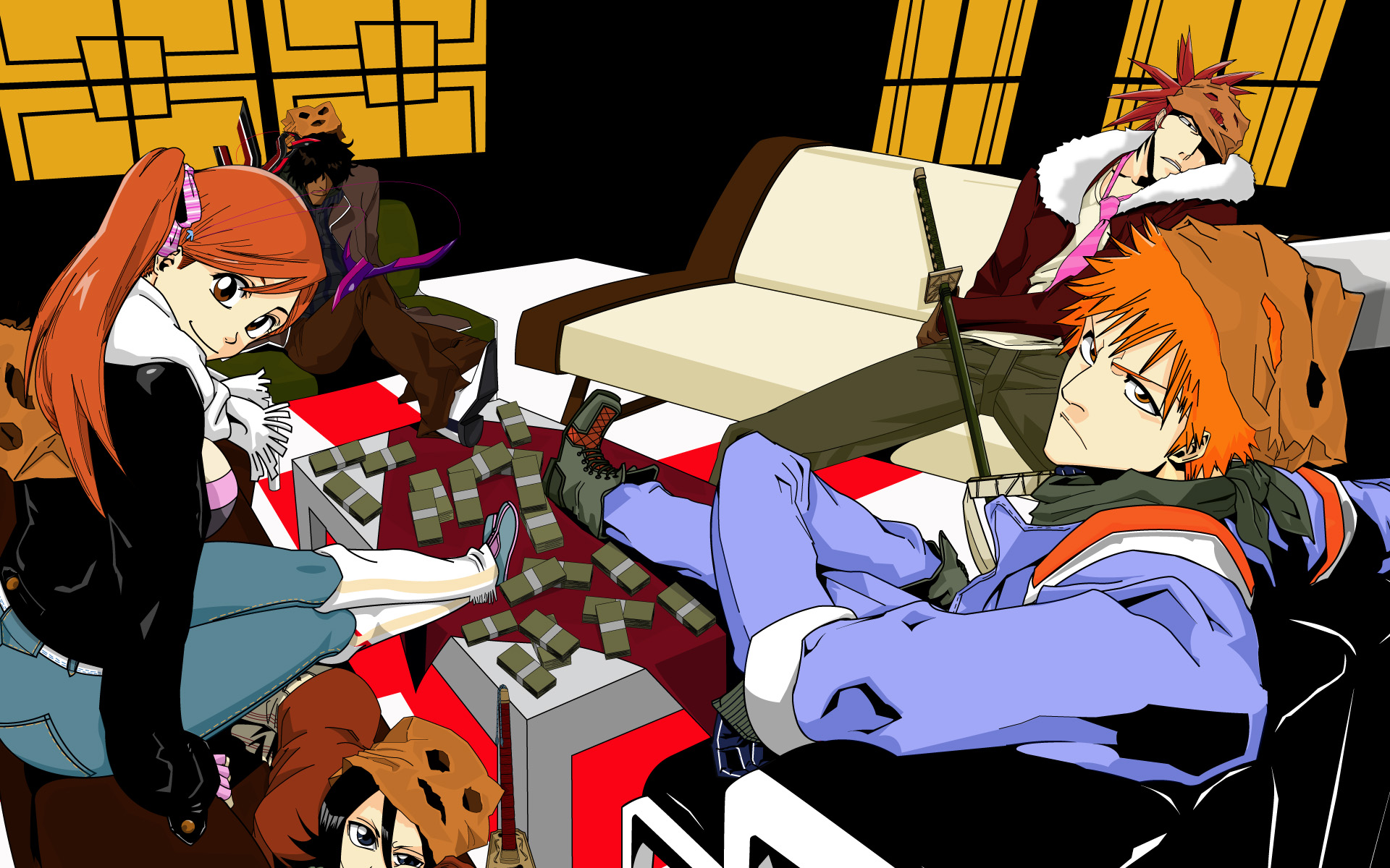 Characters from Bleach with money HD Wallpaper