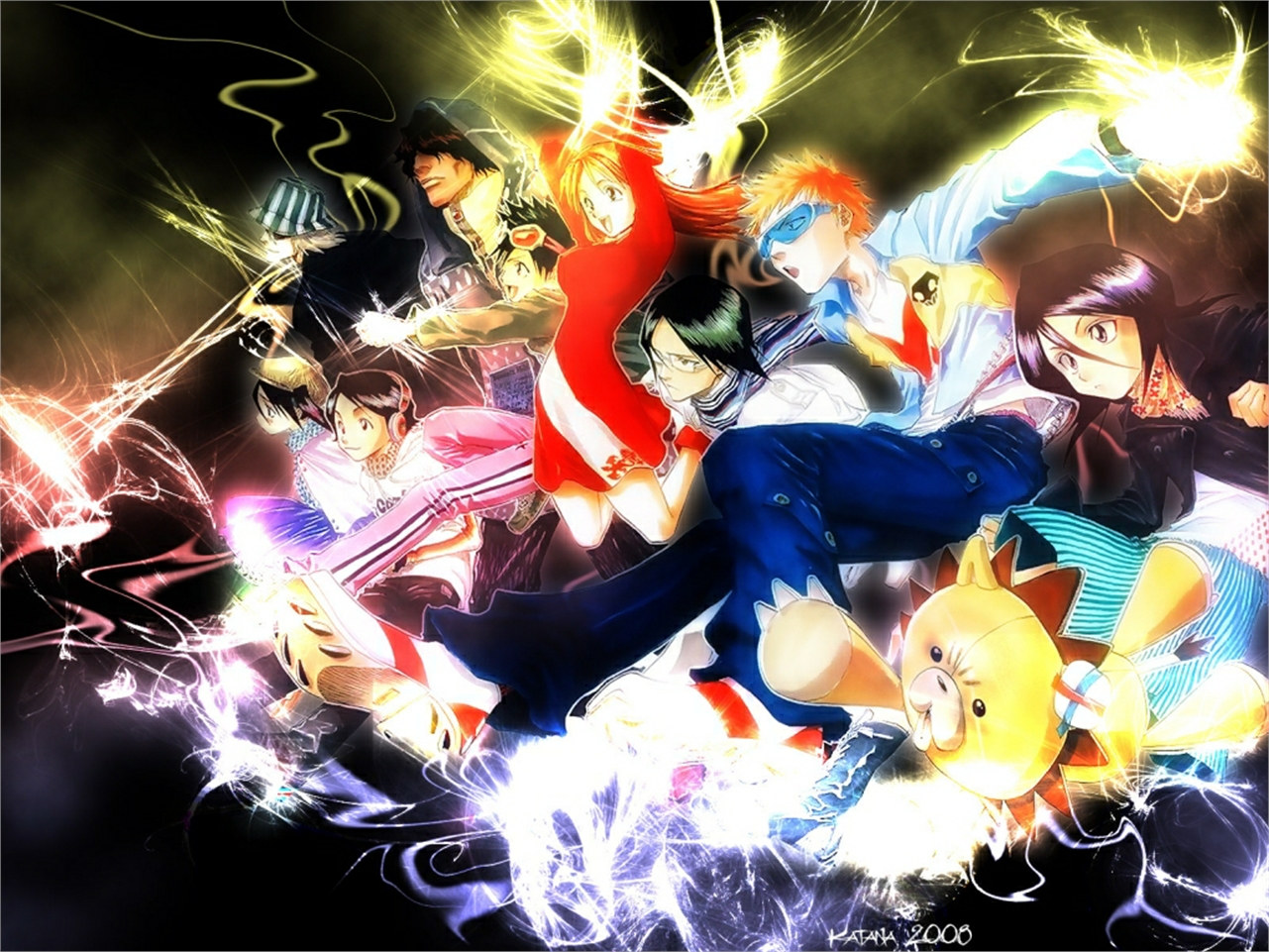 Characters from Bleach with Kon HD Wallpaper