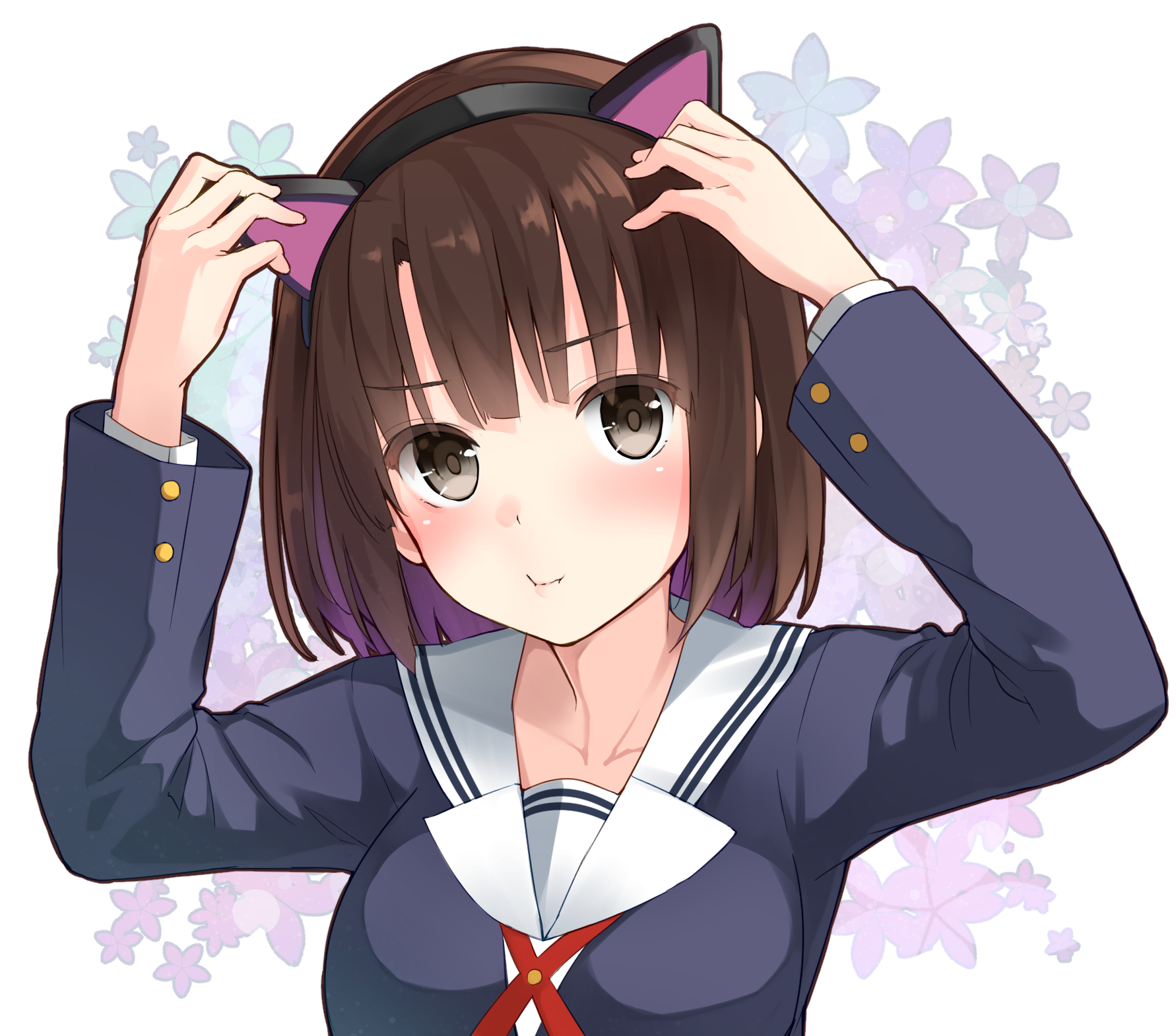 Megumi Katou wearing cat ears HD Wallpaper