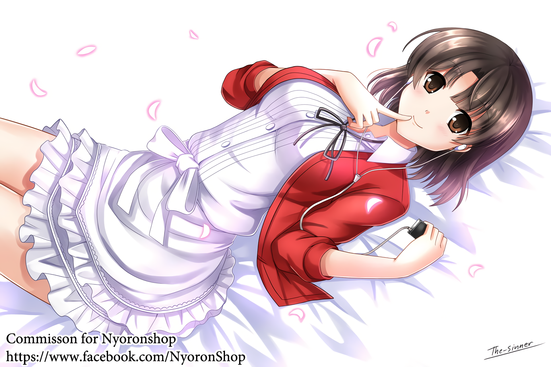 Megumi Katou lying down with headphones HD Wallpaper