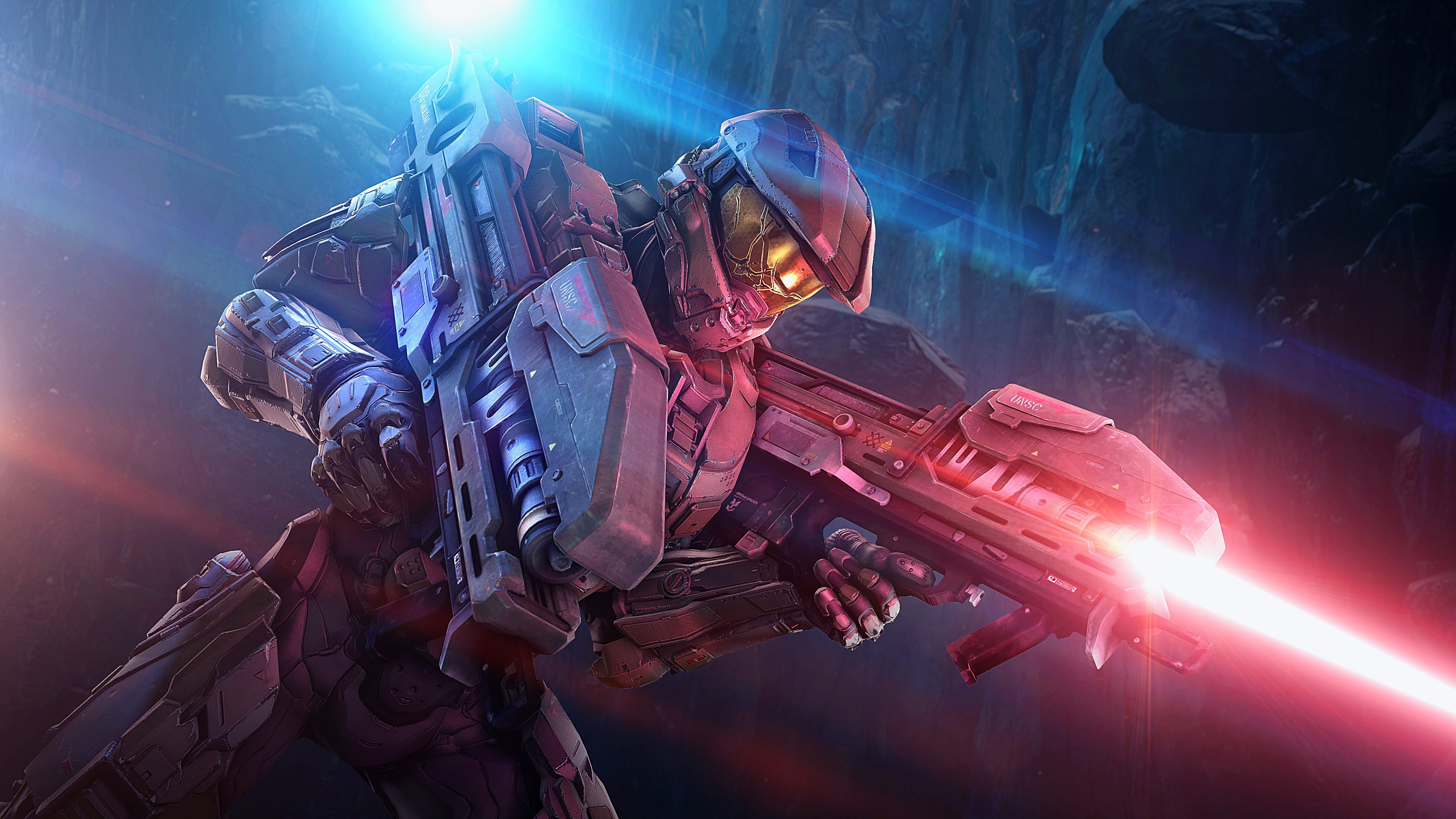 Master Chief firing a weapon HD Wallpaper