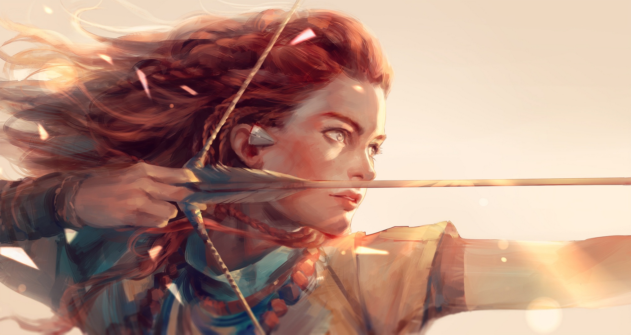 Aloy from Horizon Zero Dawn aiming a bow HD Wallpaper