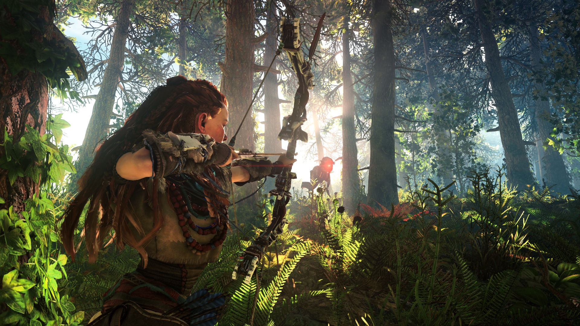 Aloy from Horizon Zero Dawn aiming a bow HD Wallpaper