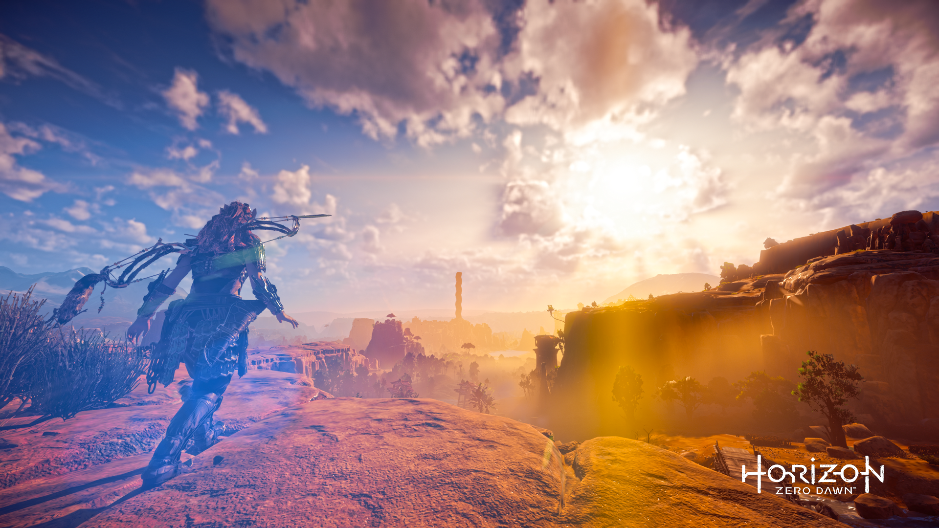 Aloy from Horizon Zero Dawn in a landscape HD Wallpaper