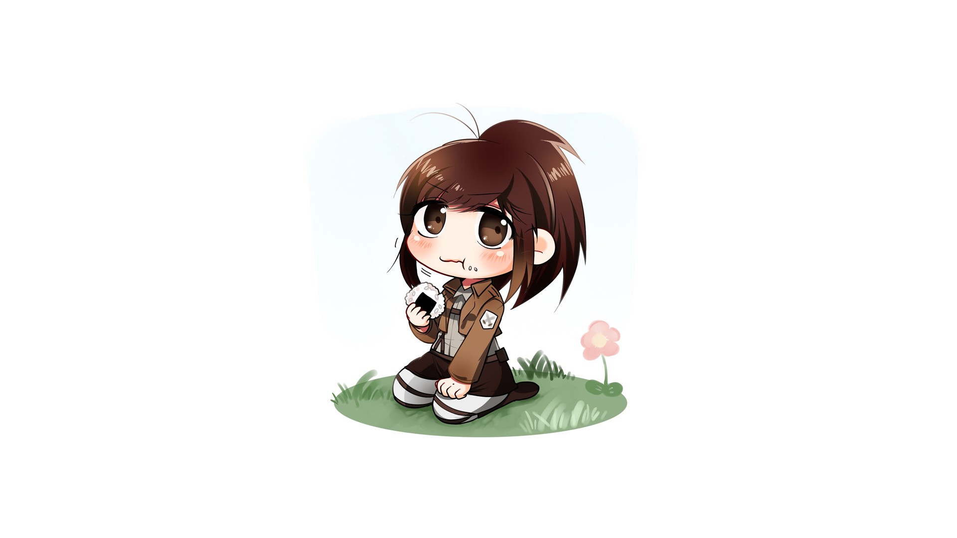 Sasha Blouse from Attack on Titan eating onigiri HD Wallpaper